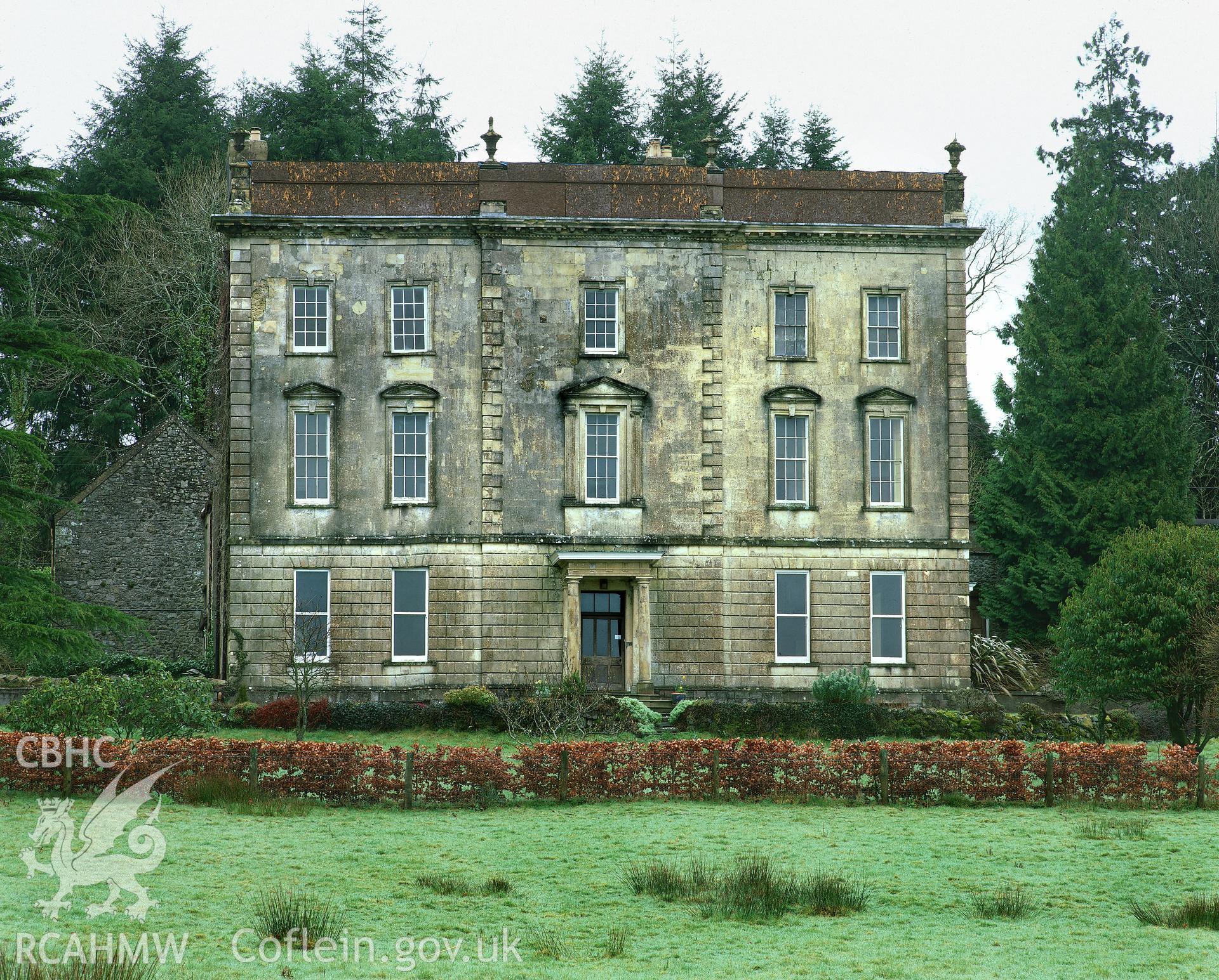 RCAHMW colour transparency showing south facade of Taliaris House.