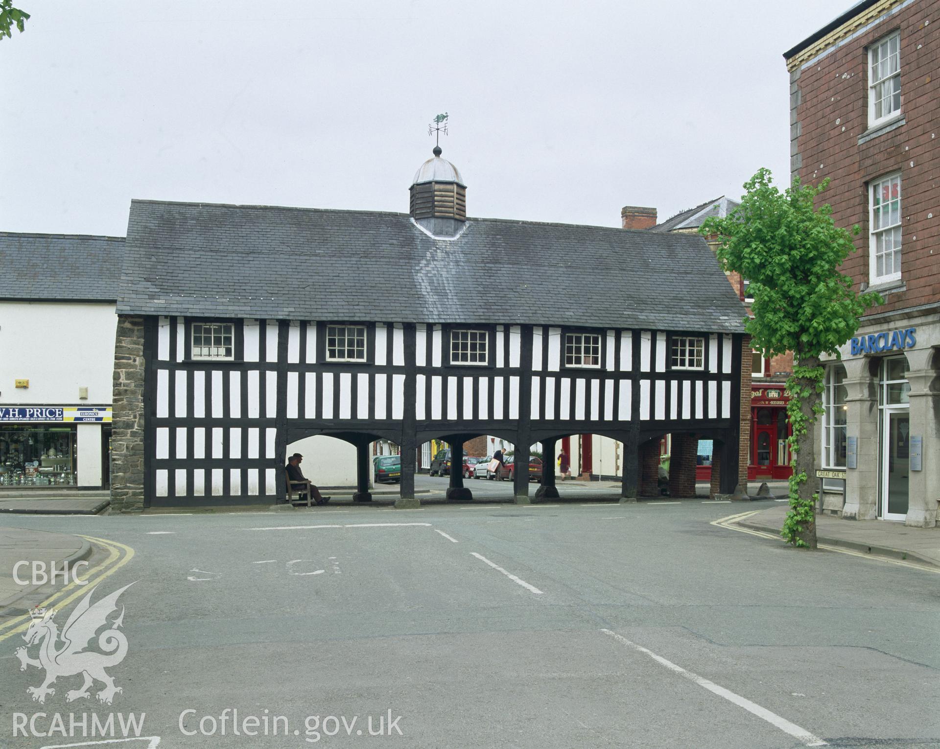 RCAHMW colour transparency showing the Old Market Hall, Llanidloes, taken by Iain Wright, May 2004