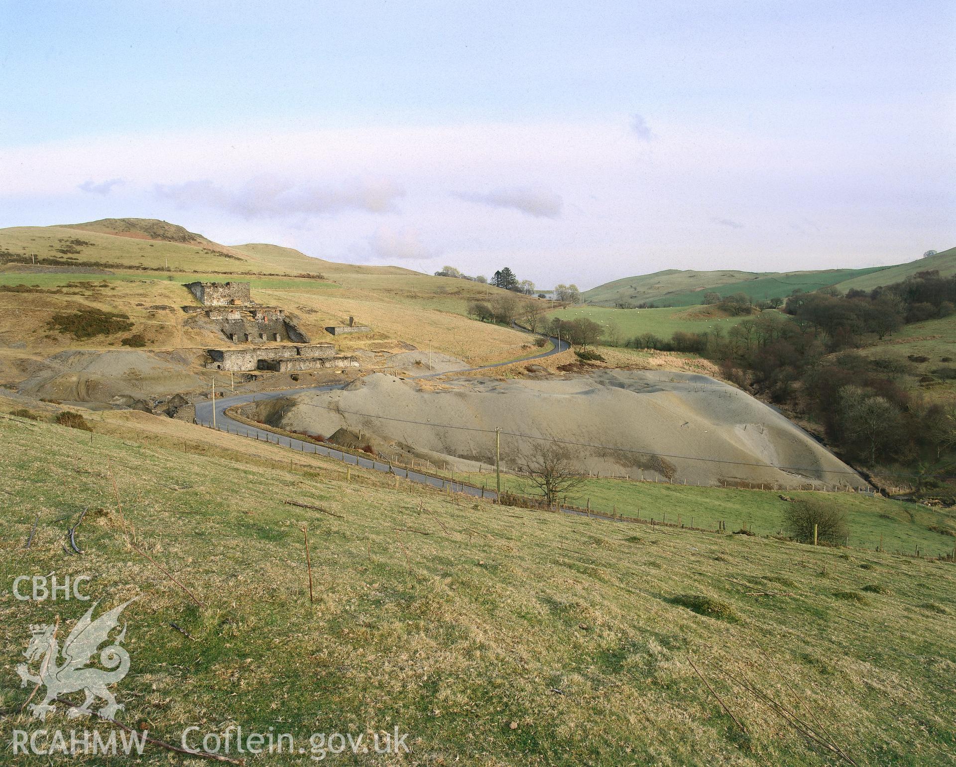 RCAHMW colour transparency showing view of Frongoch Lead Mines, Ceredigion.