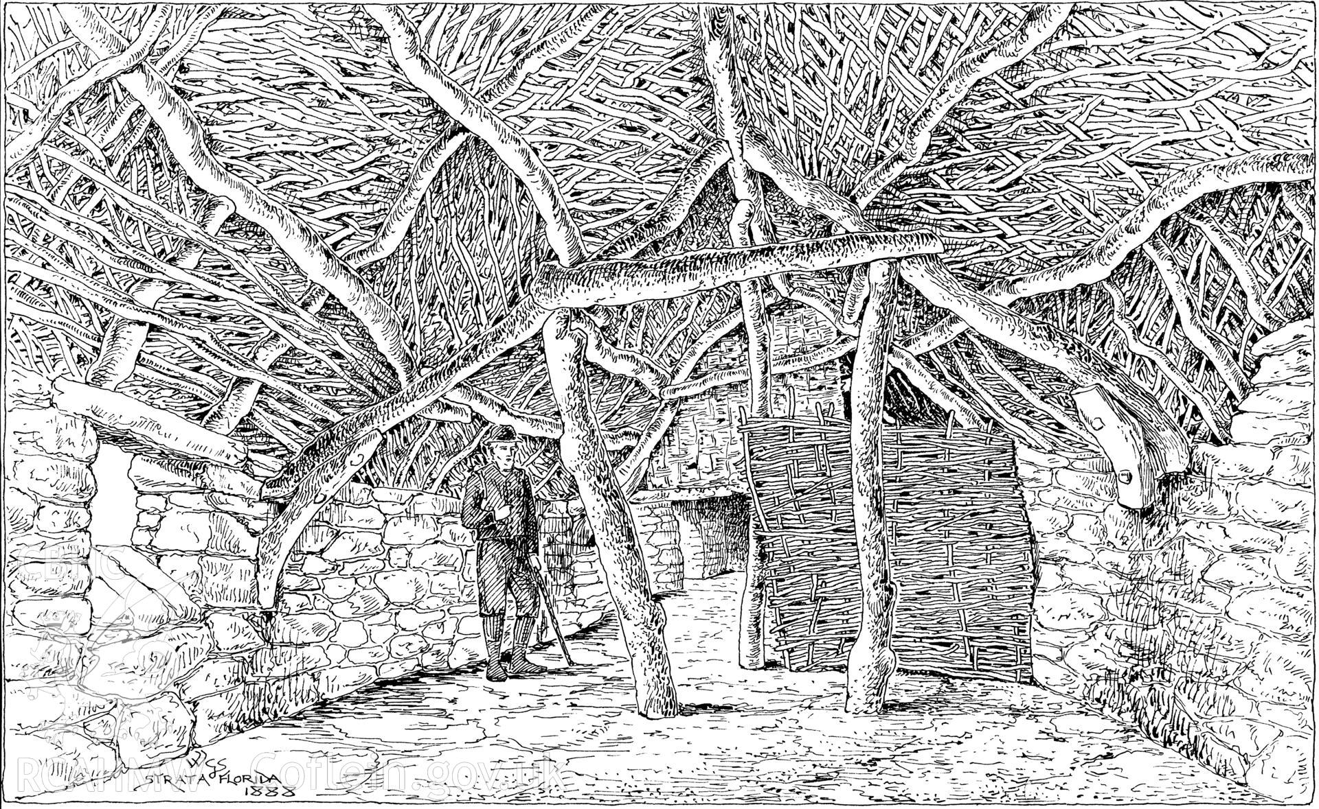 Non RCAHMW drawing (ink on paper) showing sketch of Old House, Strata Florida.