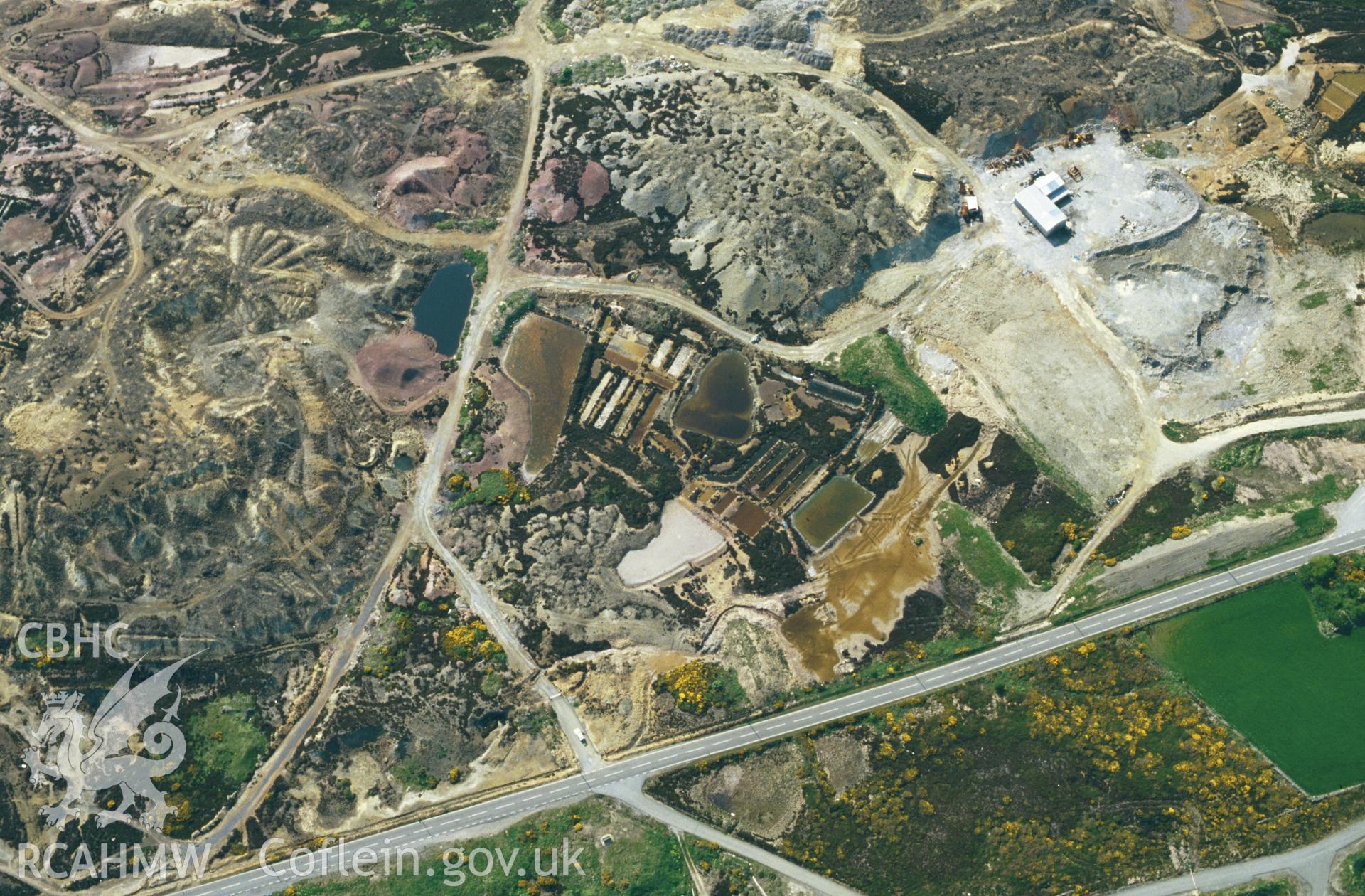 Slide of RCAHMW colour oblique aerial photograph of Parys Mountain Copper Mines, Amlwch, taken by C.R. Musson, 30/5/1994.