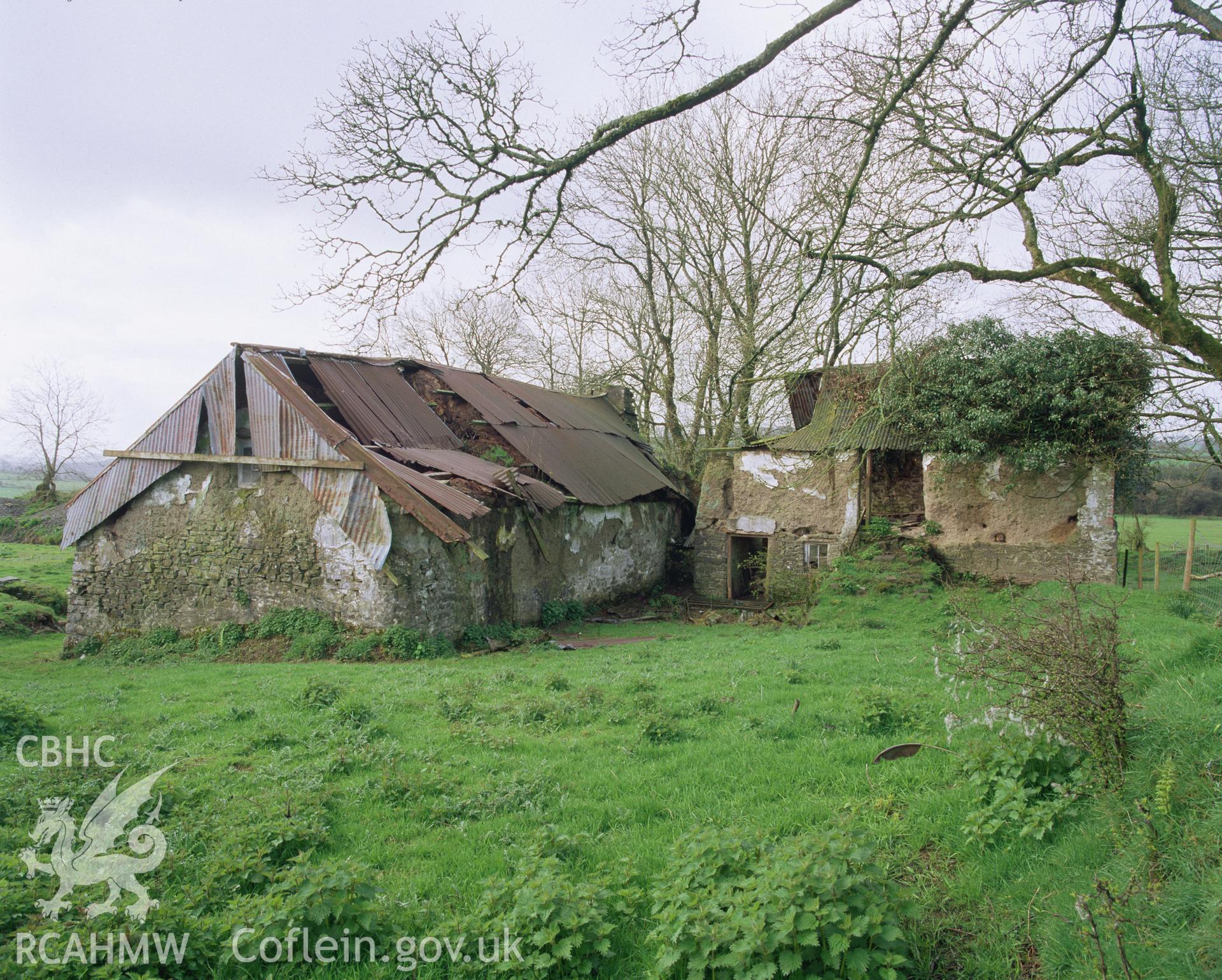 Colour transparency showing a view of Ynys-Felen, Ceredigion, produced by Iain Wright, June 2004.