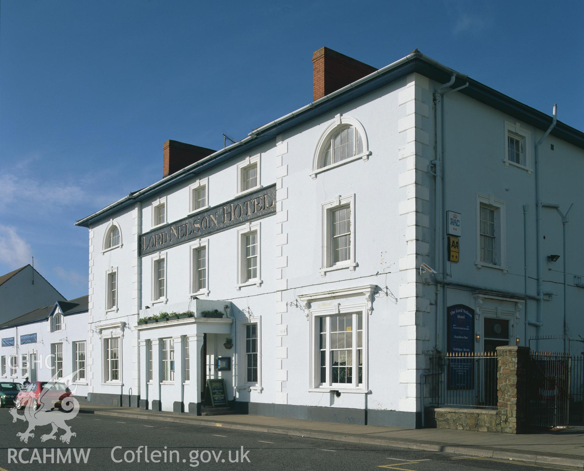 RCAHMW colour transparency showing exterior view of the Lord Nelson Hotel, Hamilton Terrace, Milford Haven, taken by Iain Wright, 2003