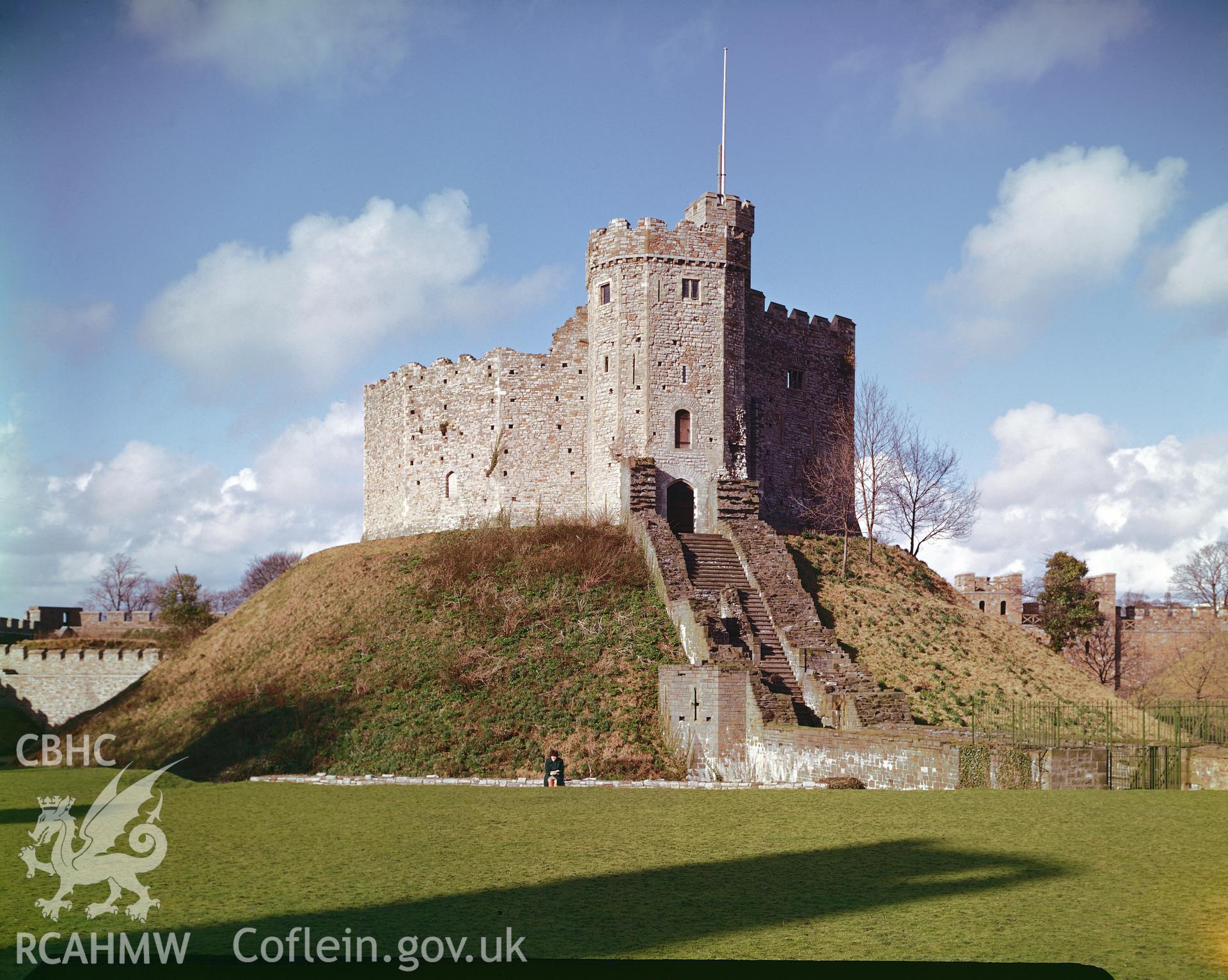 RCAHMW colour transparency showing the White Tower at Cardiff Castle.