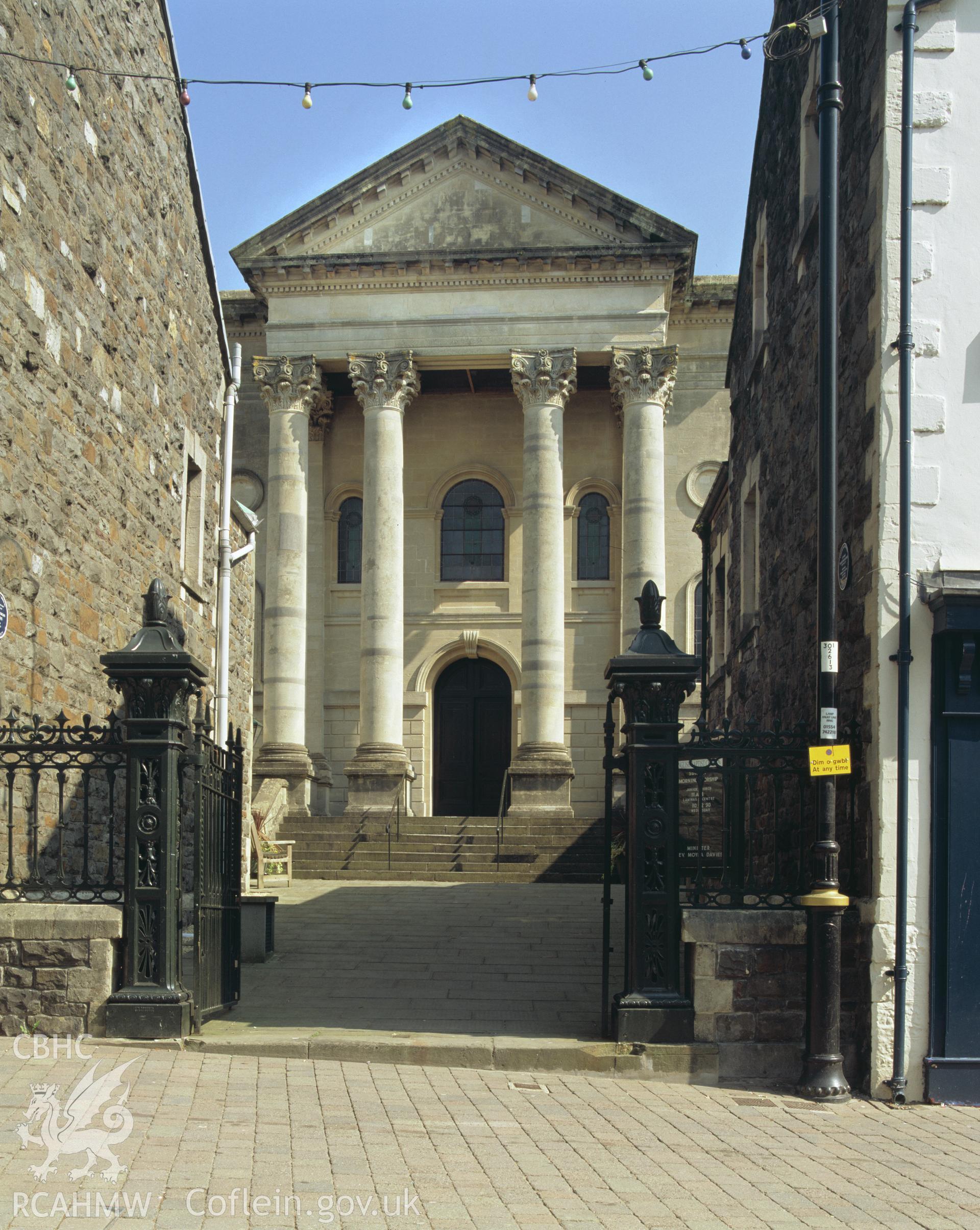 Colour transparency showing exterior view of English Baptist Chapel, Lammas Street, Carmarthen, produced by Iain Wright, June 2004.