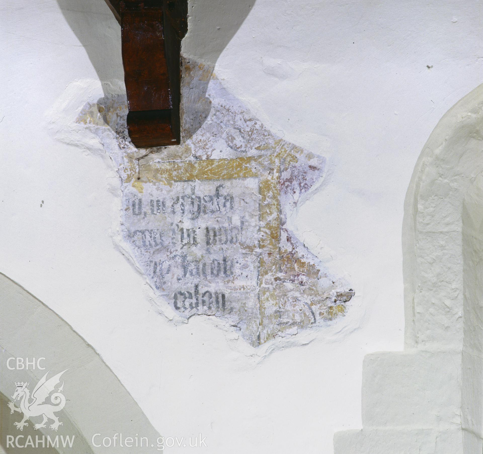 RCAHMW colour transparency of wallpainting in St Marys Church, Rhuddlan, taken by Iain Wright.