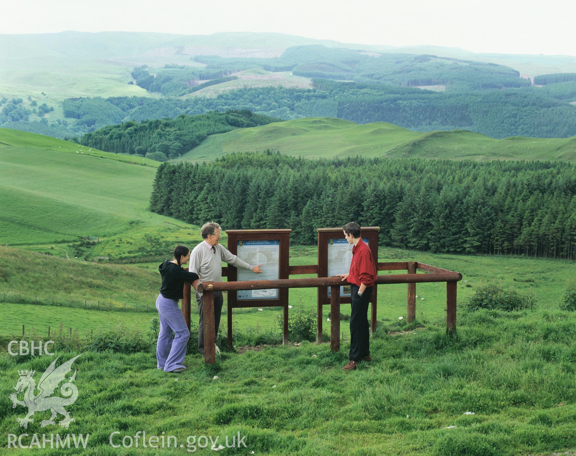 Colour transparency showing an landscape view of the Pwllpeiran Trail, produced by Iain Wright, 2004