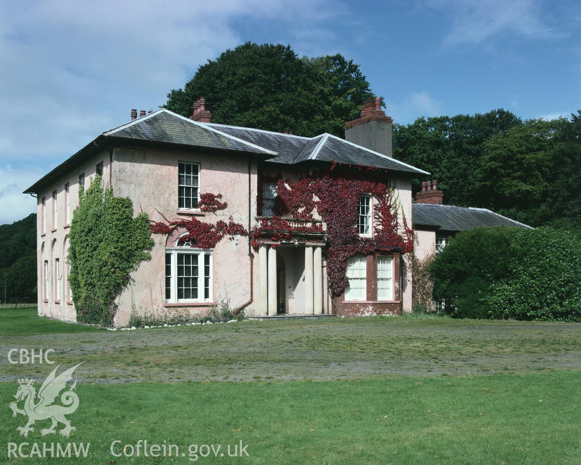 RCAHMW colour transparency showing exterior view of Llannerchaeron House, taken by Iain Wright, c.1997