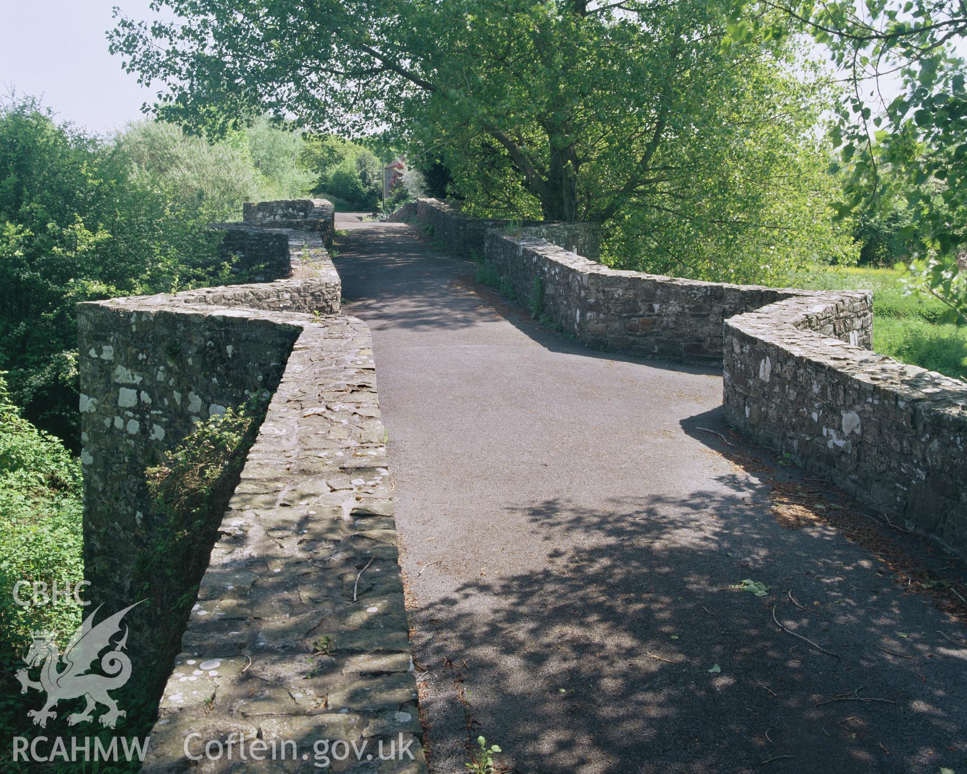 Colour transparency showing view of Pont Spwdwr, Trimsaran, produced by Iain Wright, June 2004.
