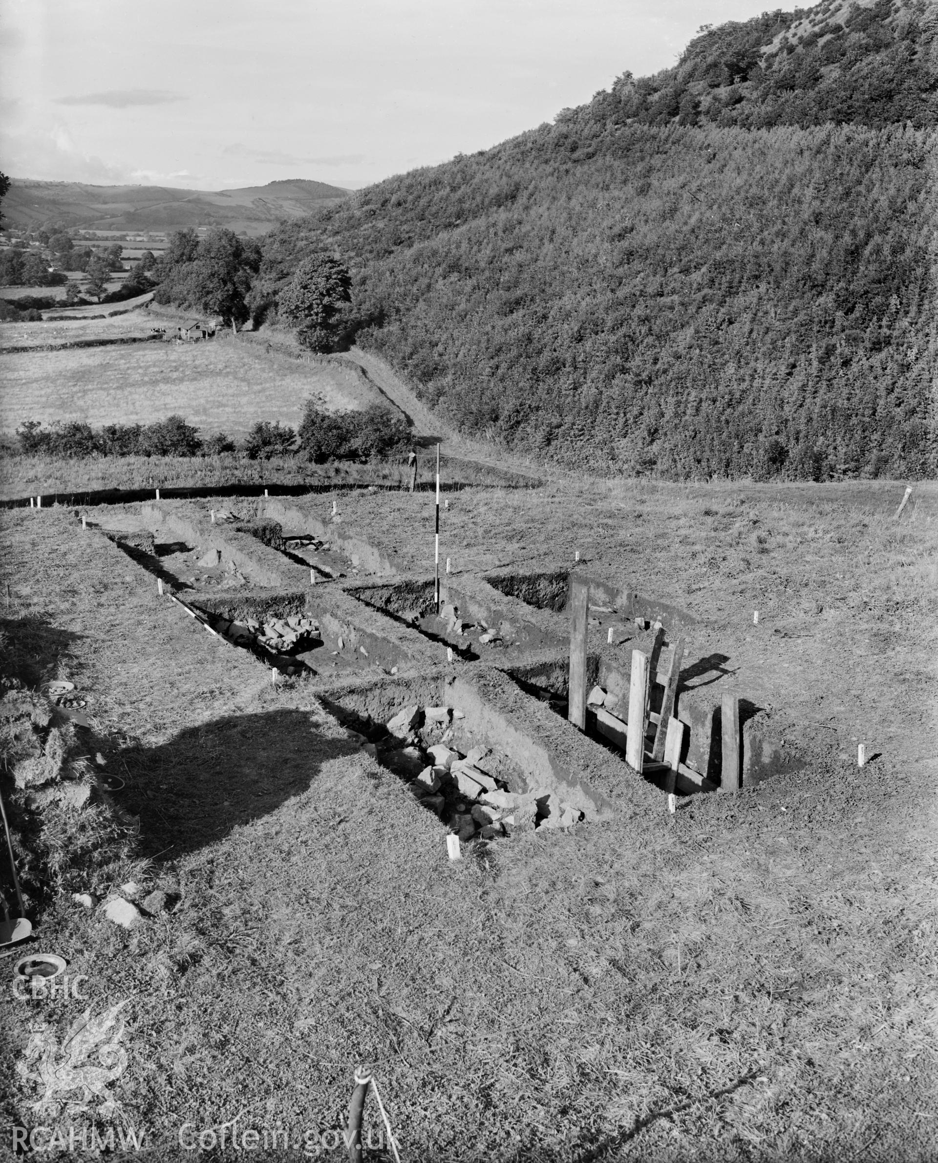 Small box containing glass plates and photographs produced during the 1962-1963 excavations at Sycharth Castle.