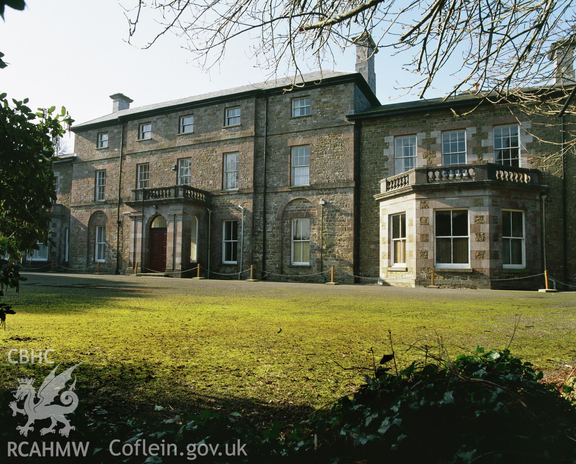 RCAHMW colour transparency showing exterior view of Cresselly House, taken by Iain Wright, 2003