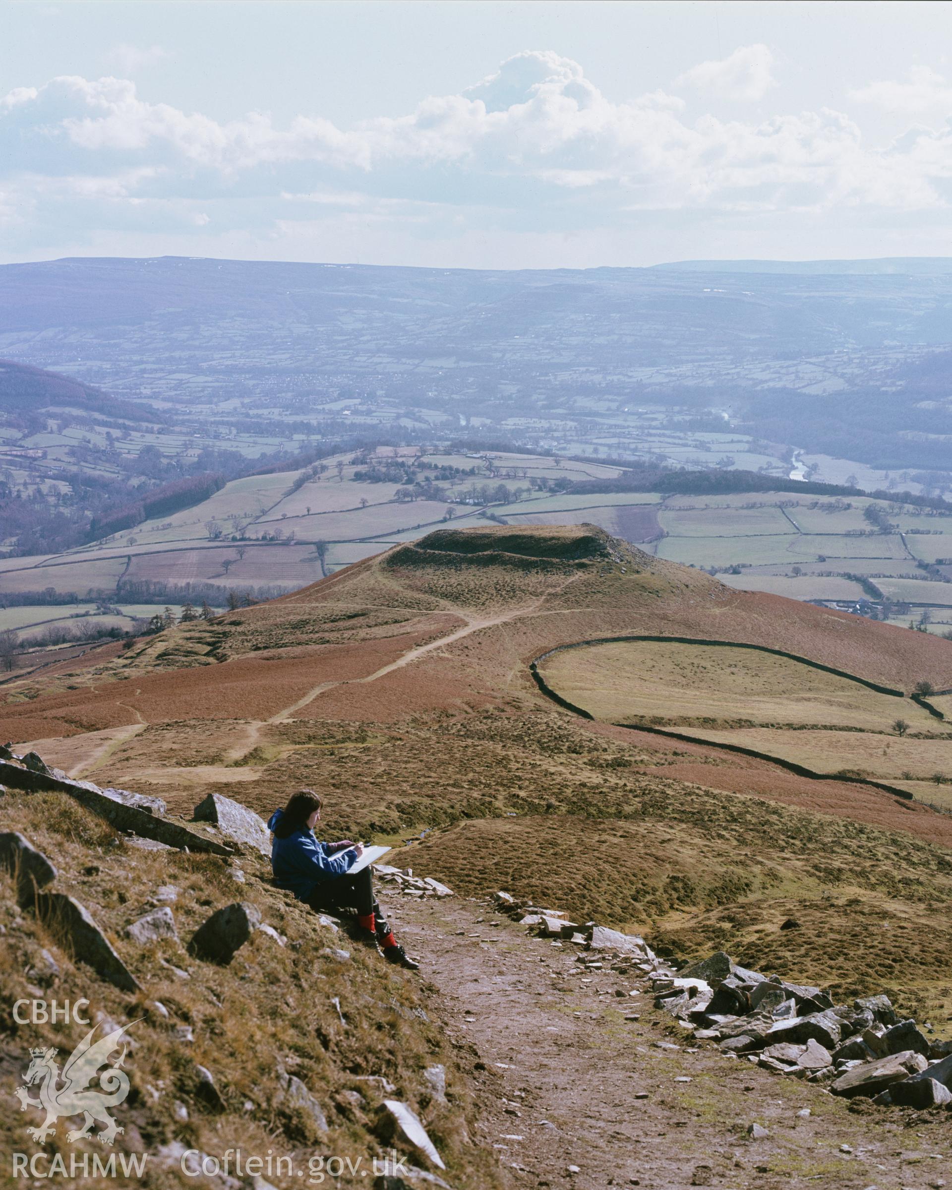 RCAHMW colour transparency of a general view of Crug Hywel Hillfort.