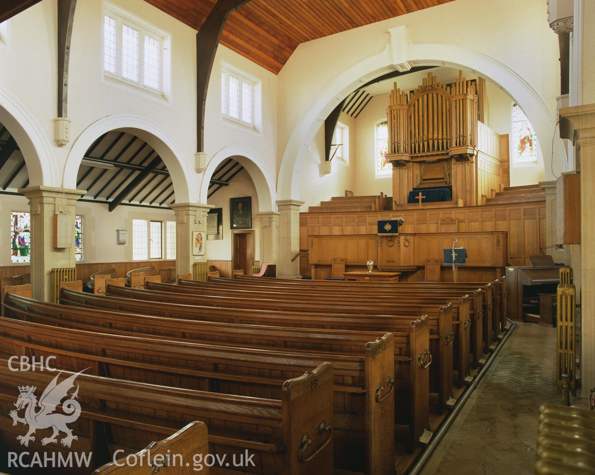 RCAHMW colour transparency showing an interior view of Tabernacle Chapel, Milford Haven.