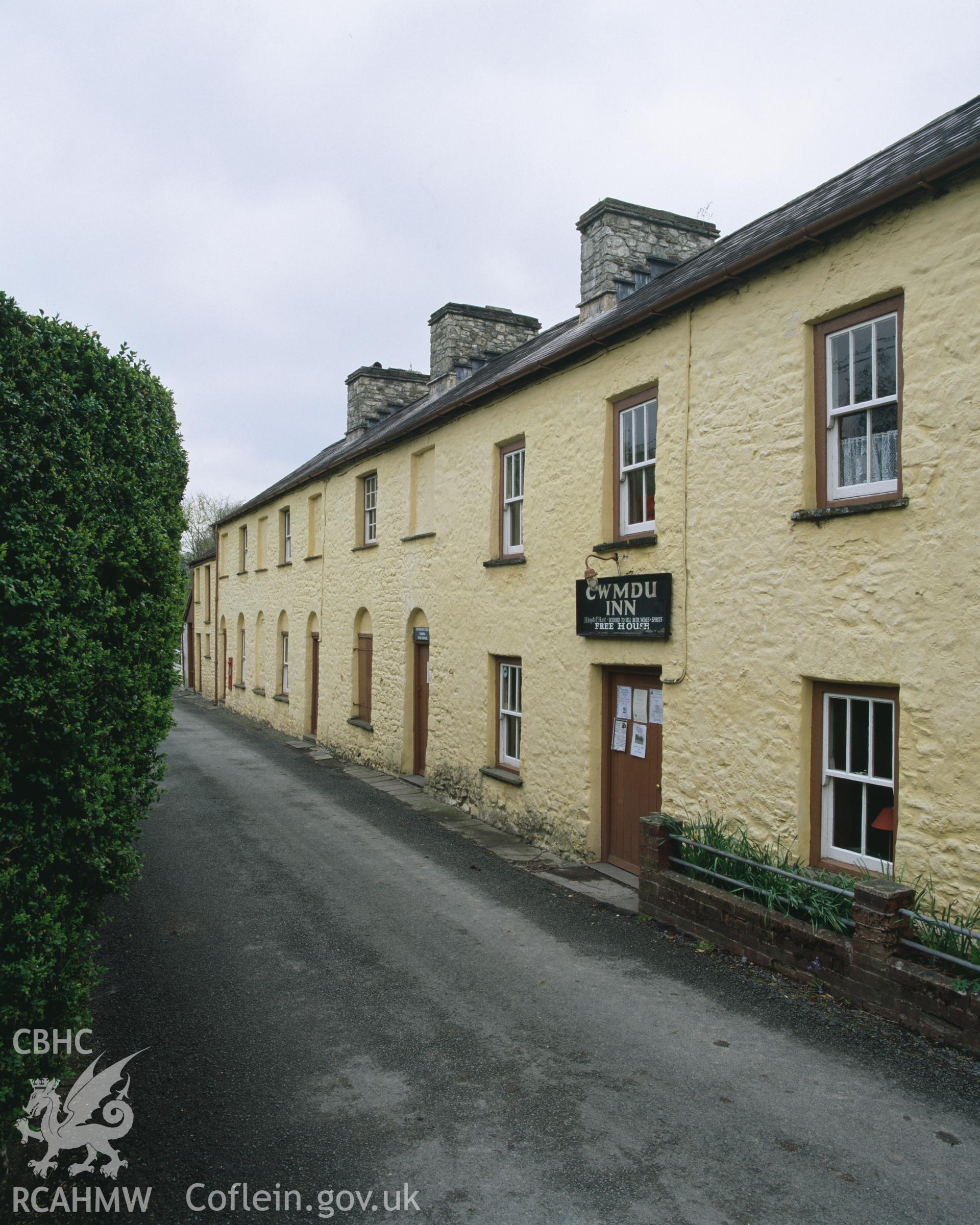 RCAHMW colour transparency showing exterior view of Cwmdu Inn.