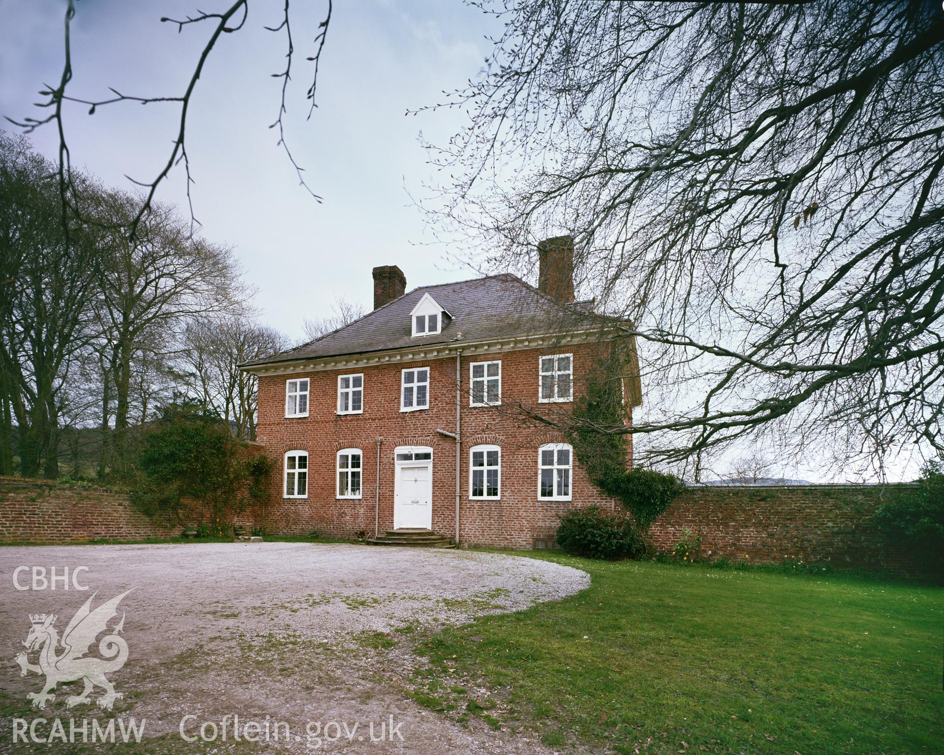 RCAHMW colour transparency showing view of Old Rectory, Llanbedr Dyffryn Clwyd.