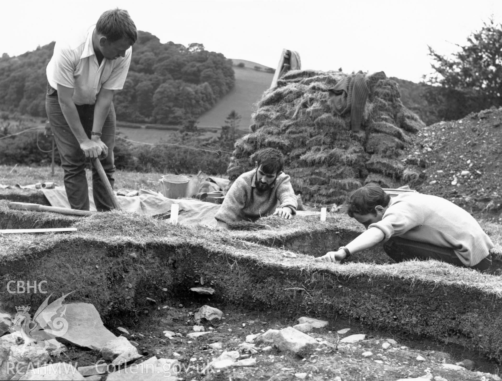 View of excavations at Sycharth Castle. From D.B.Hague Sycharth Collection.