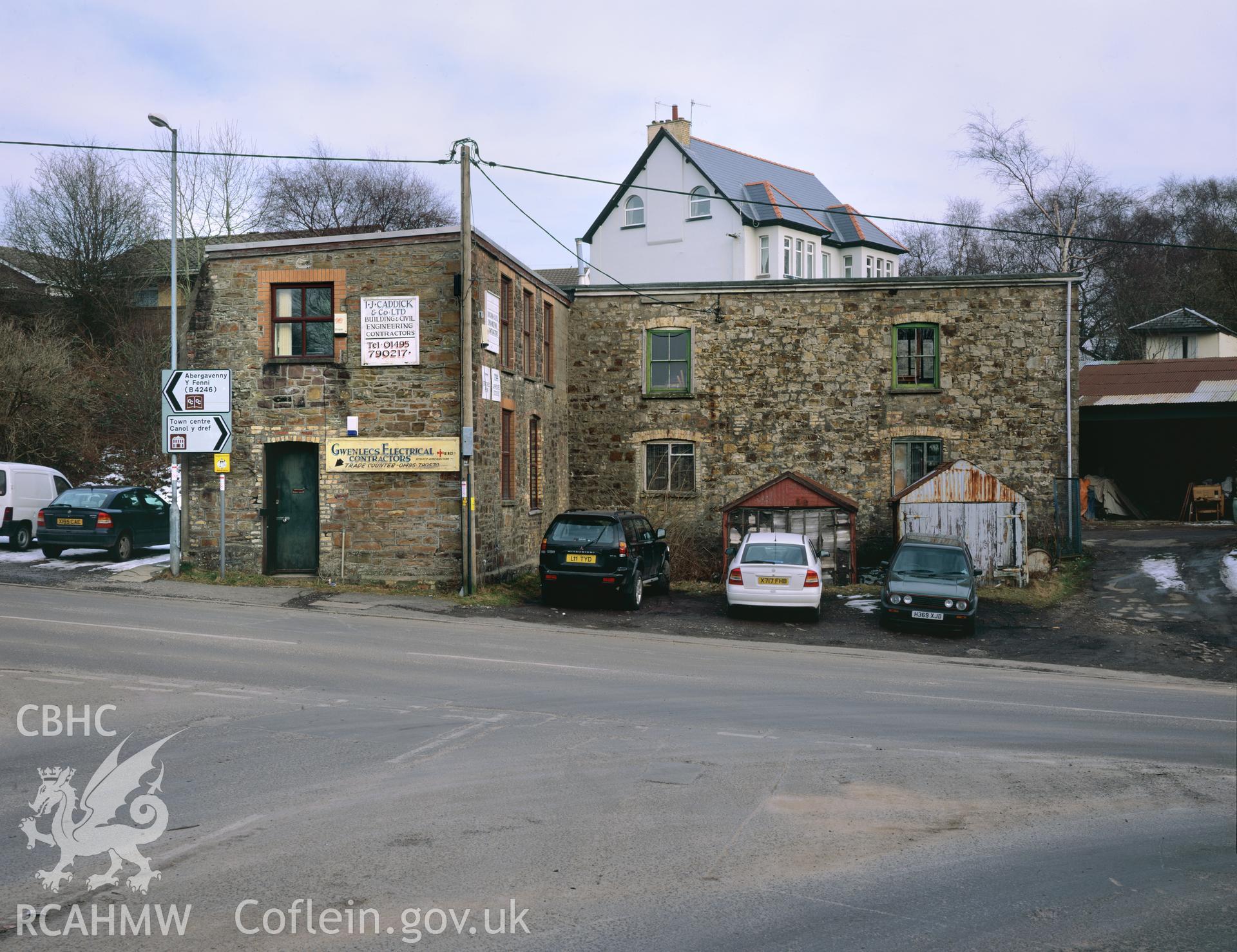 RCAHMW colour transparency showing an exterior view of Company Shop, North Street, Blaenavon, taken by Iain Wright, March 2004.