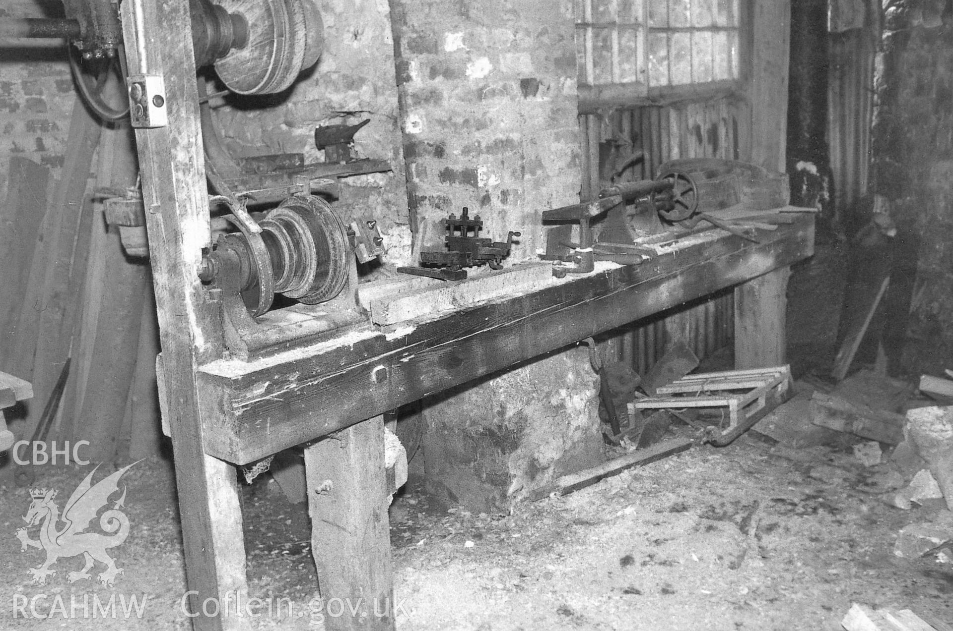 View of a lathe at Park Mill, Gower.