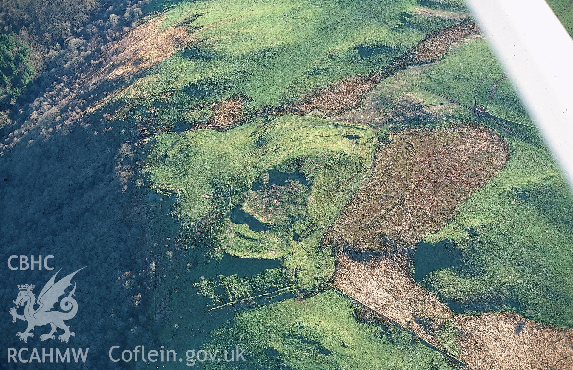 Slide of RCAHMW colour oblique aerial photograph of Pen Dinas, Bontgoch, taken by T.G. Driver, 2001.