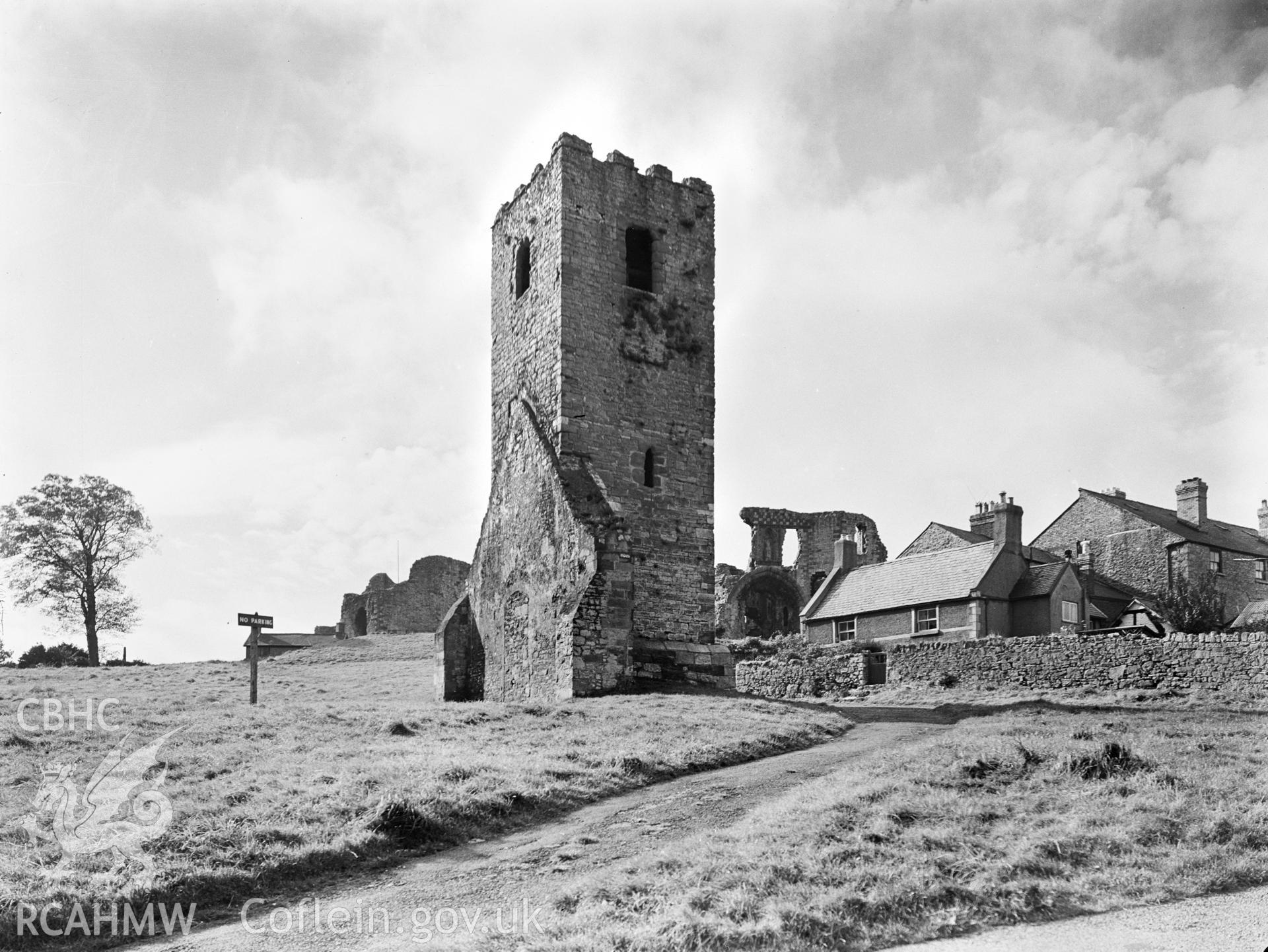 One black and white photograph of St Hilary's Chapel Tower, Denbigh.