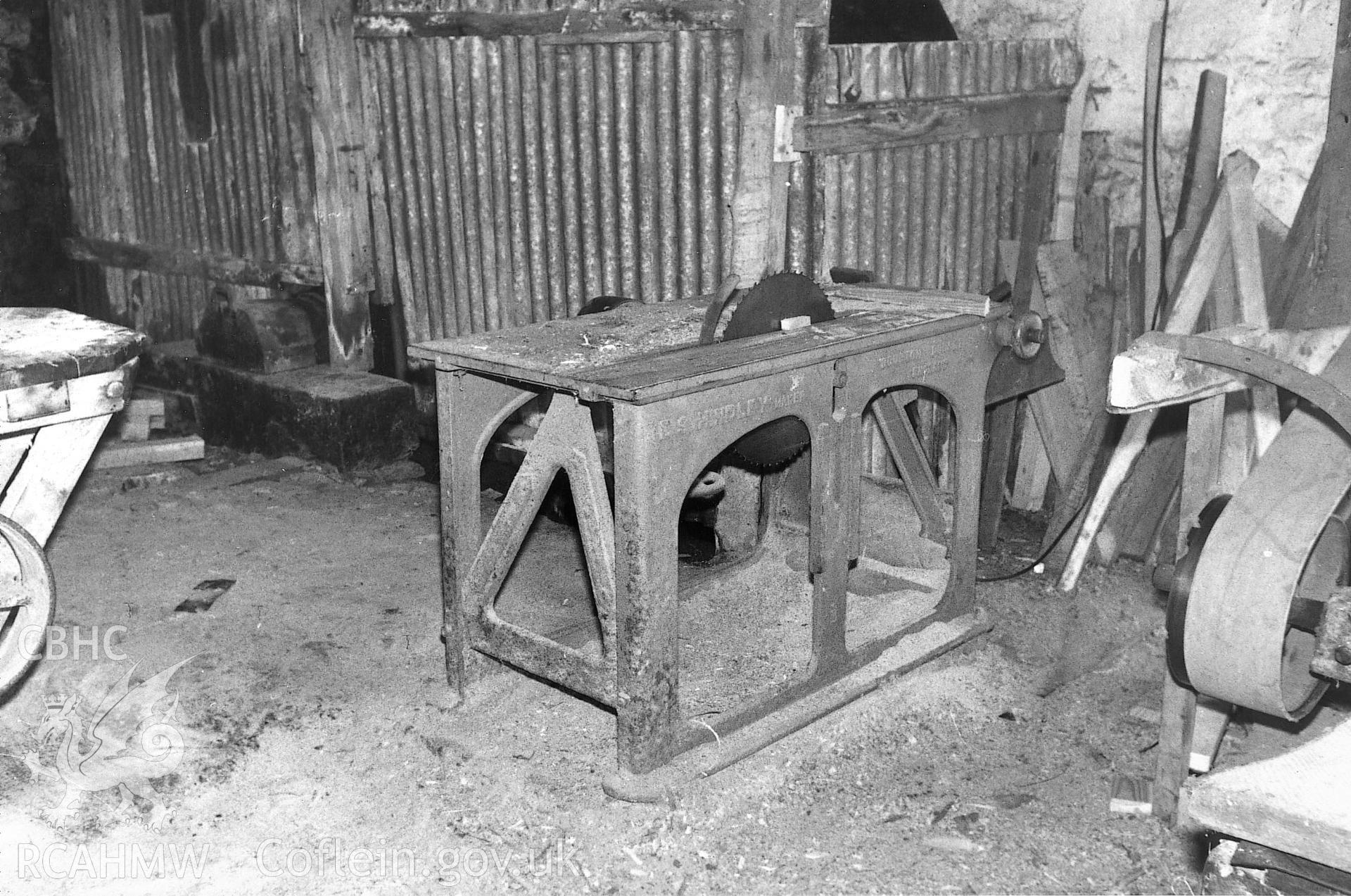 View of a sawbench at Park Mill, Gower.