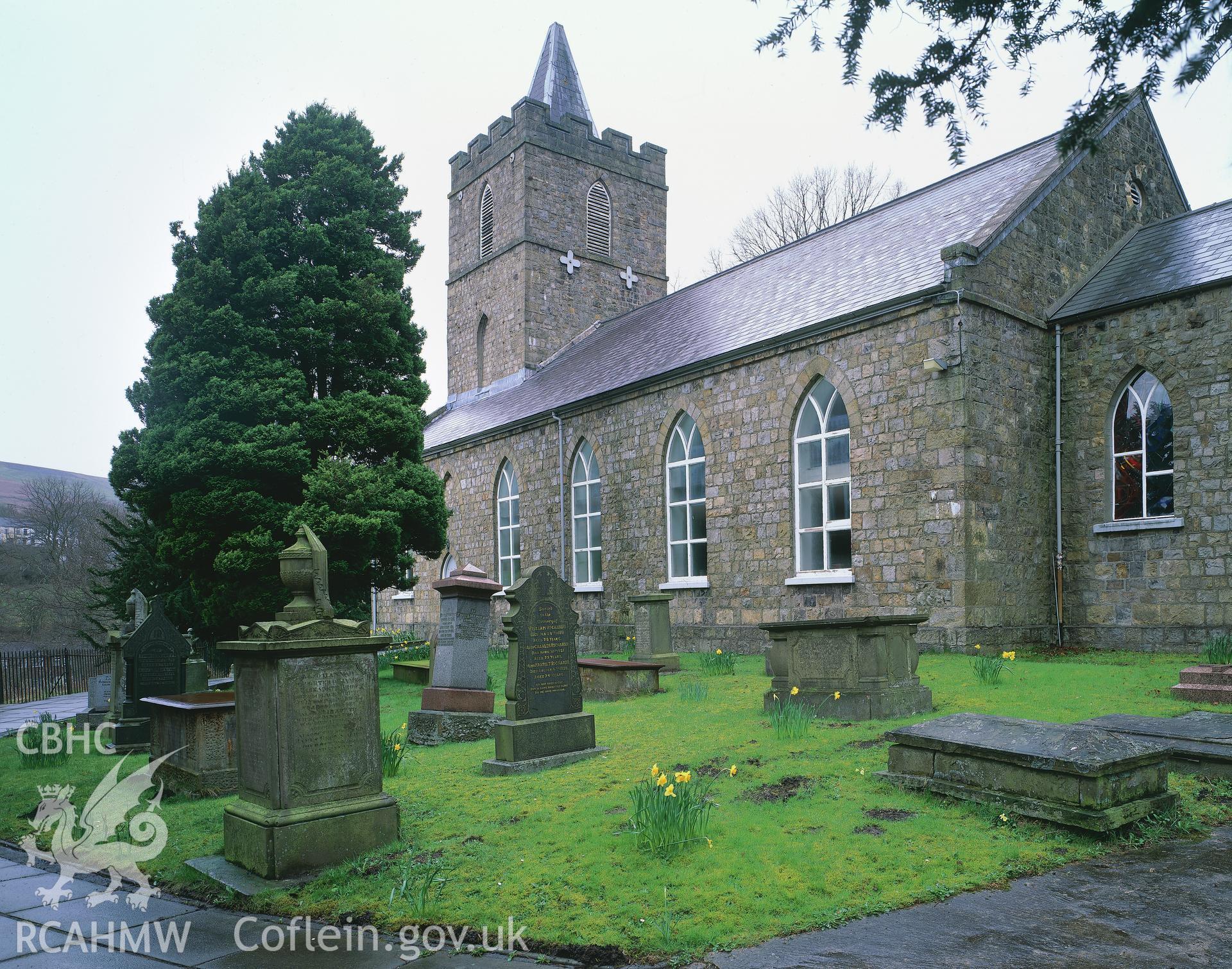 RCAHMW colour transparency showing view of St Peter's Church, Blaenavon