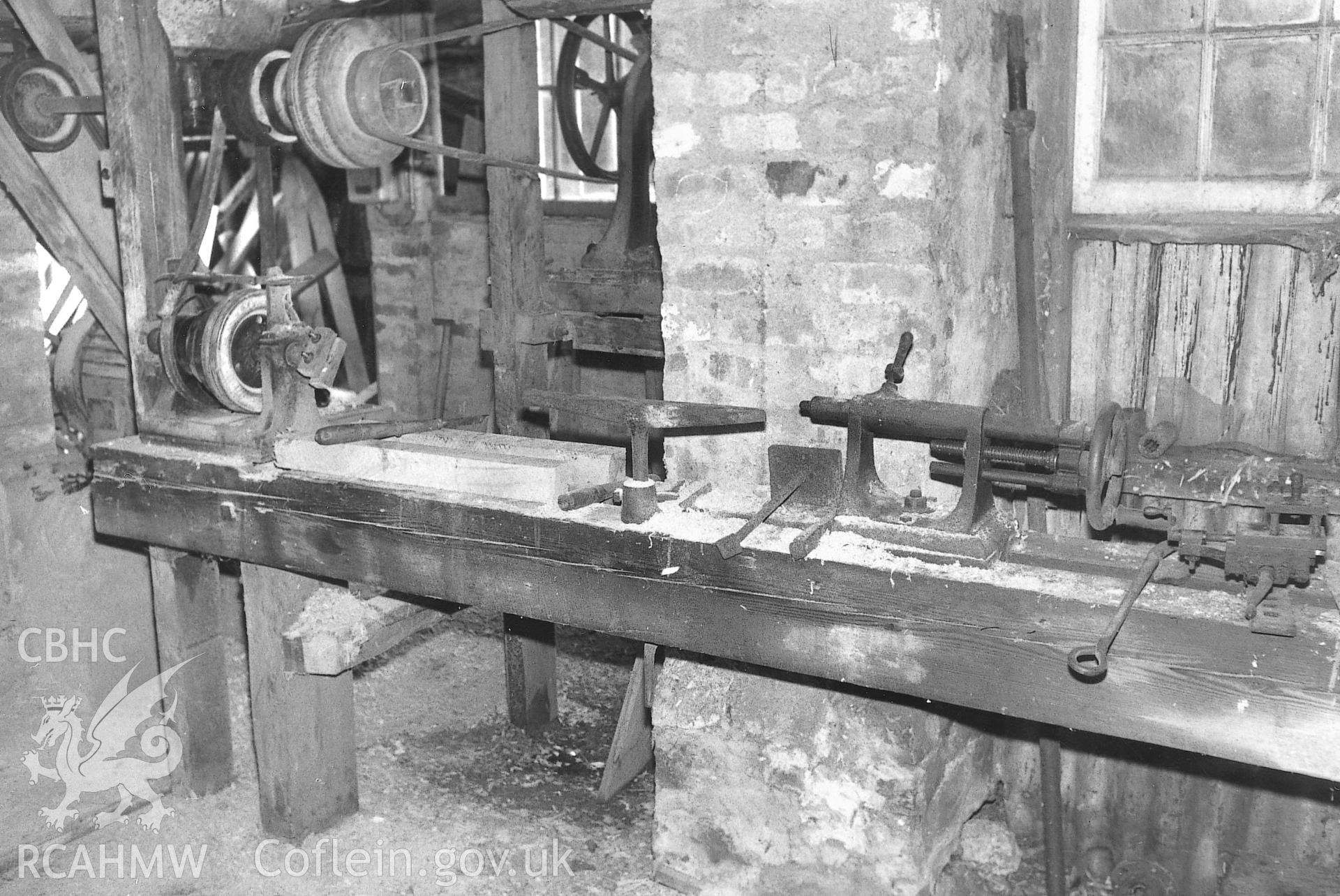 View of lathe at Park Mill, Gower.