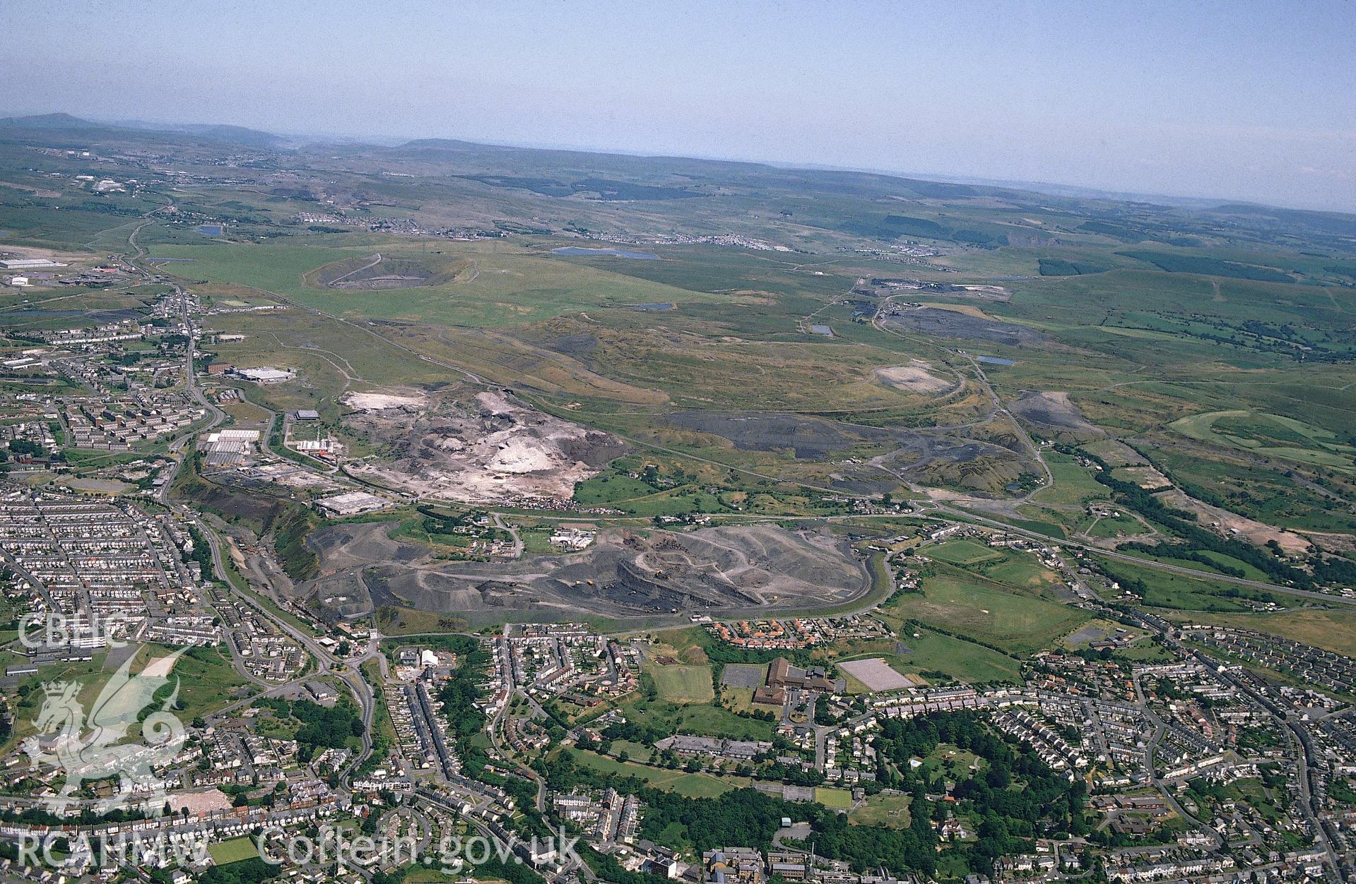 RCAHMW colour slide oblique aerial photograph of Merthyr Tydfil, taken on 06/07/1992 by CR Musson