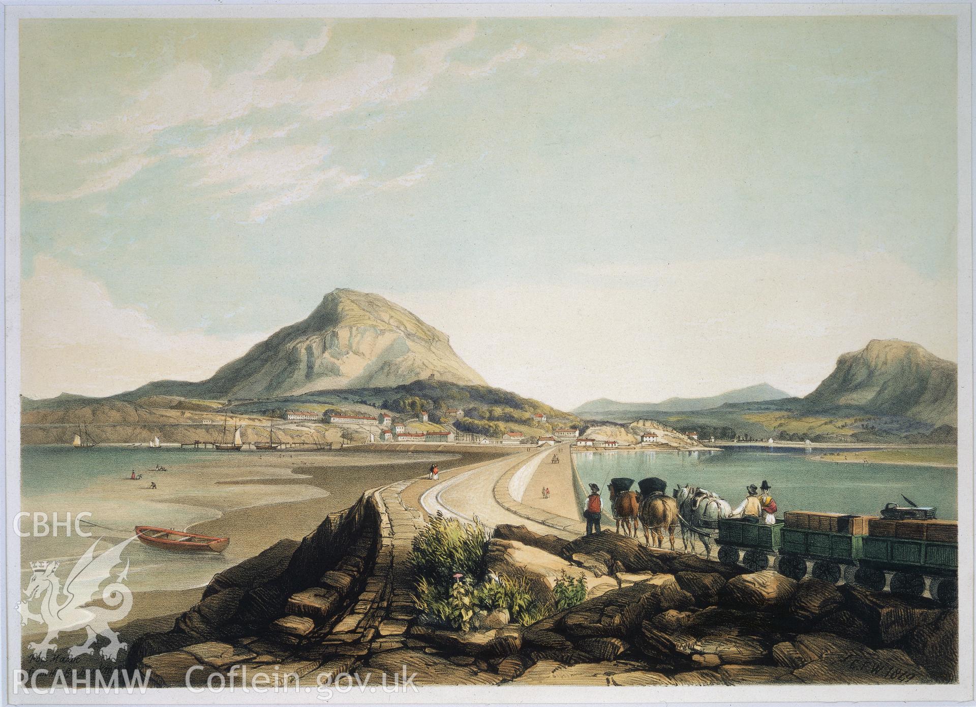 RCAHMW colour transparency showing painting of Traeth Mawr Causeway.
