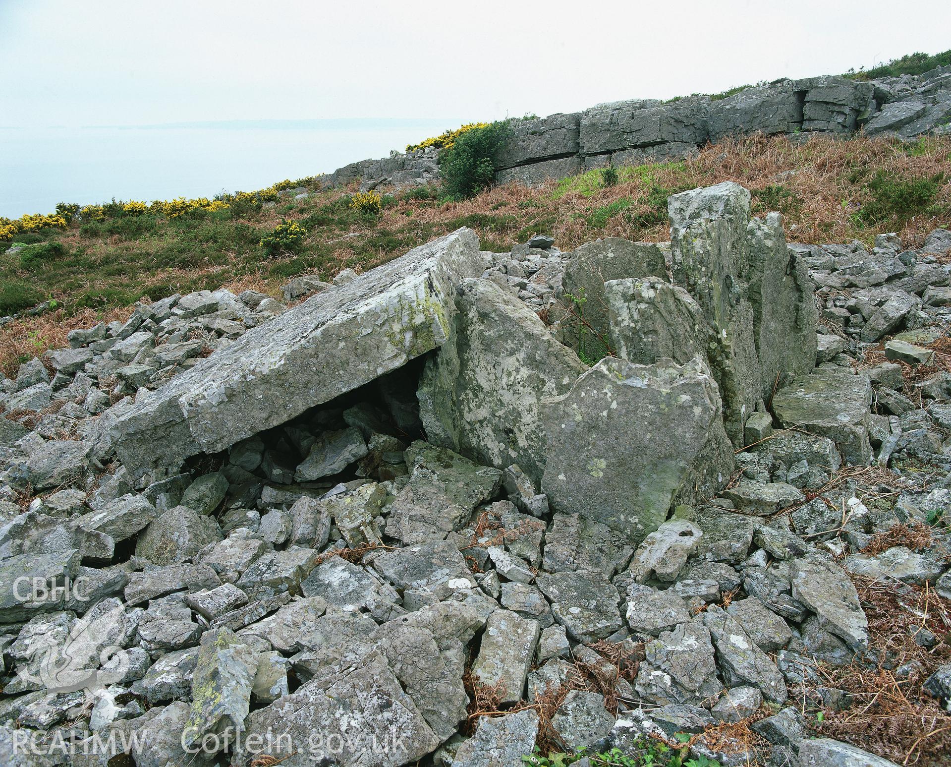 RCAHMW colour transparency showing view of Morfa Bychan Burial Chambers