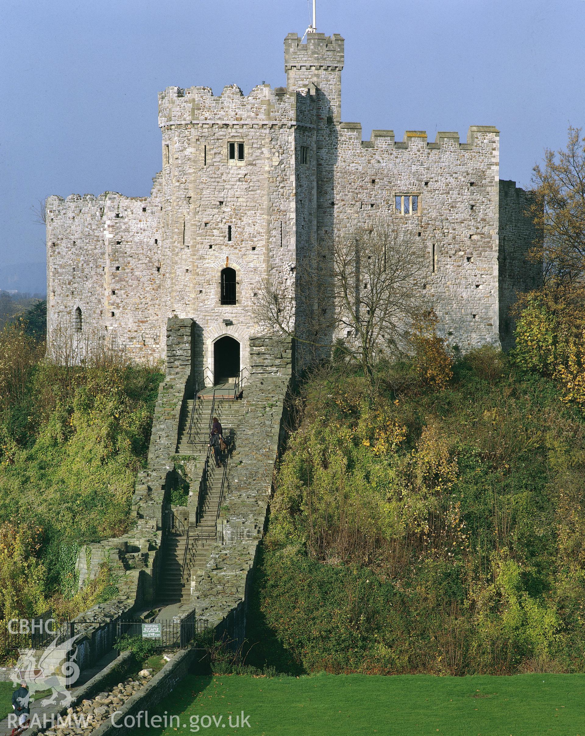 RCAHMW colour transparency of a general exterior view of Cardiff Castle.