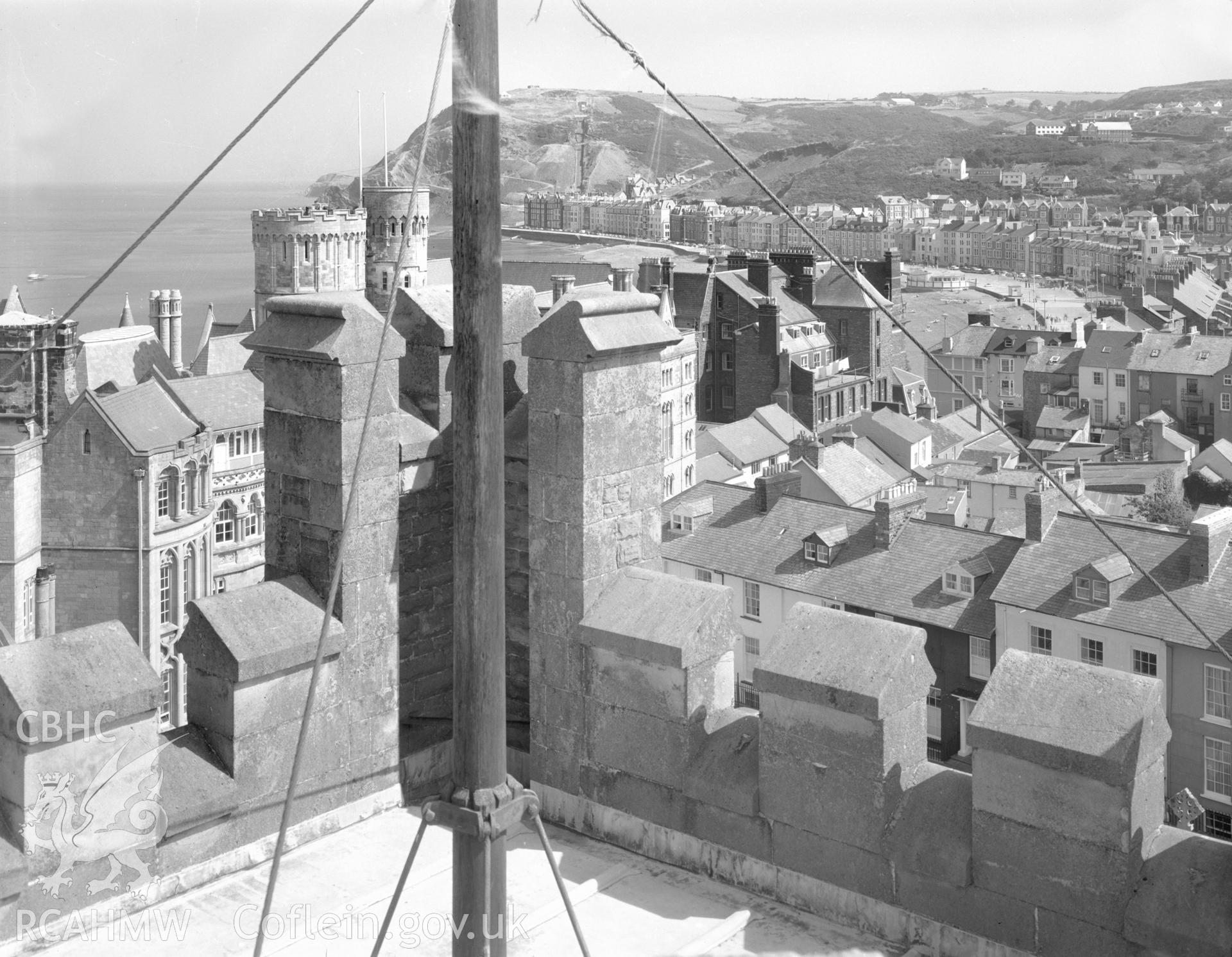 Black and white acetate negative showing a view of Aberystwyth.
