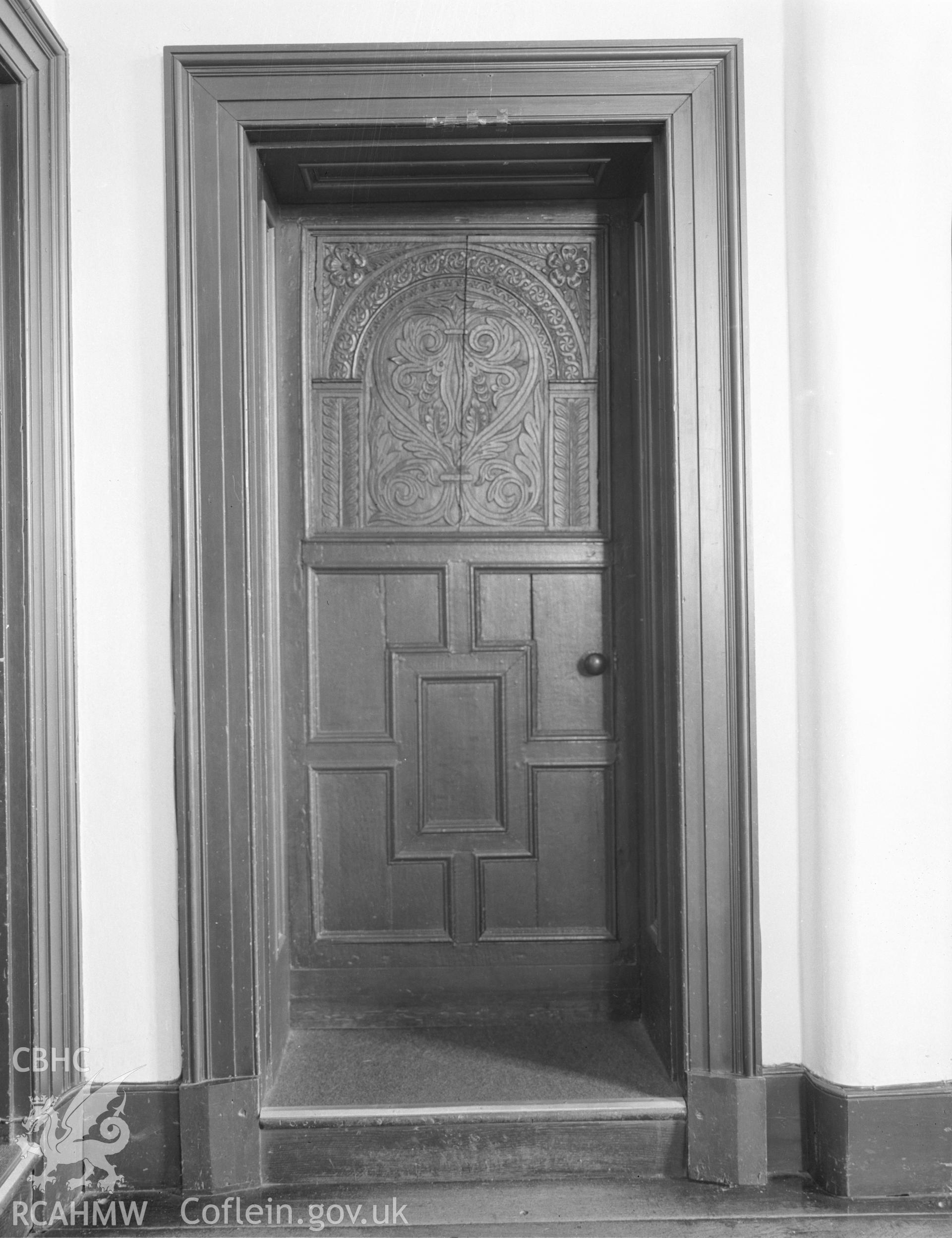 Black and white acetate negative showing interior view of St Fagan's Castle.