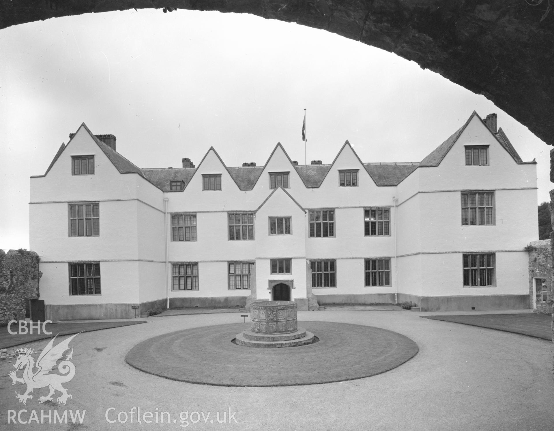 Black and white acetate negative showing exterior view of St Fagan's Castle.