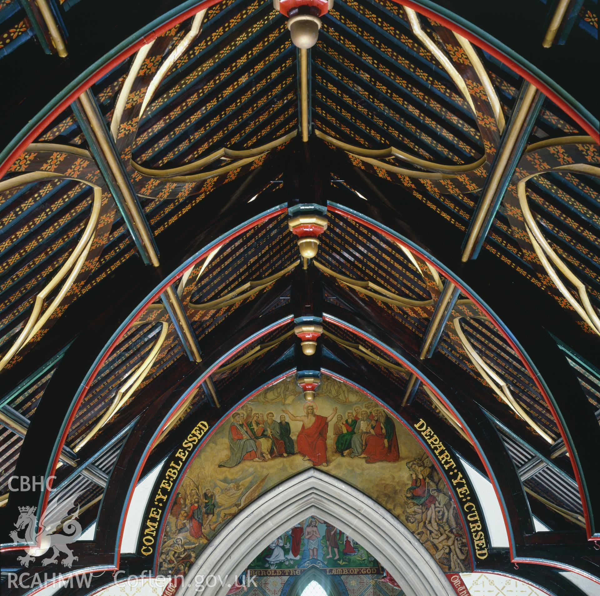 RCAHMW colour transparency showing St John's Church, Penymynydd taken by A.J. Parkinson, 1987.