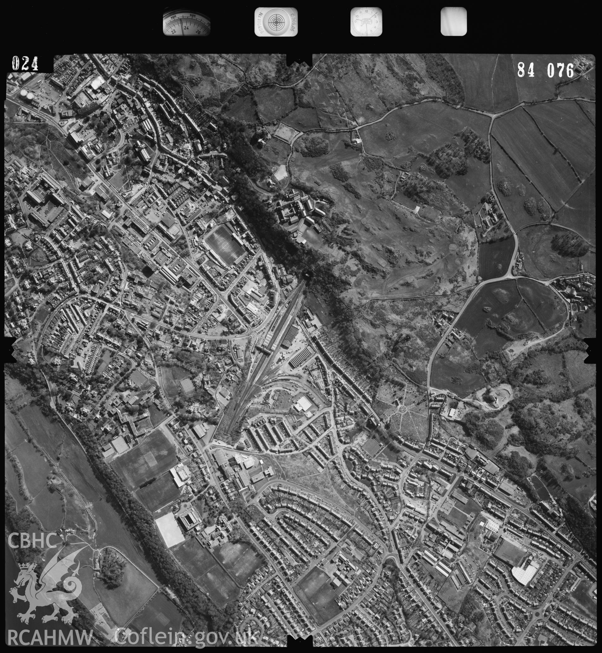 Digitized copy of an aerial photograph showing Upper Bangor area, taken by Ordnance Survey, 1984.
