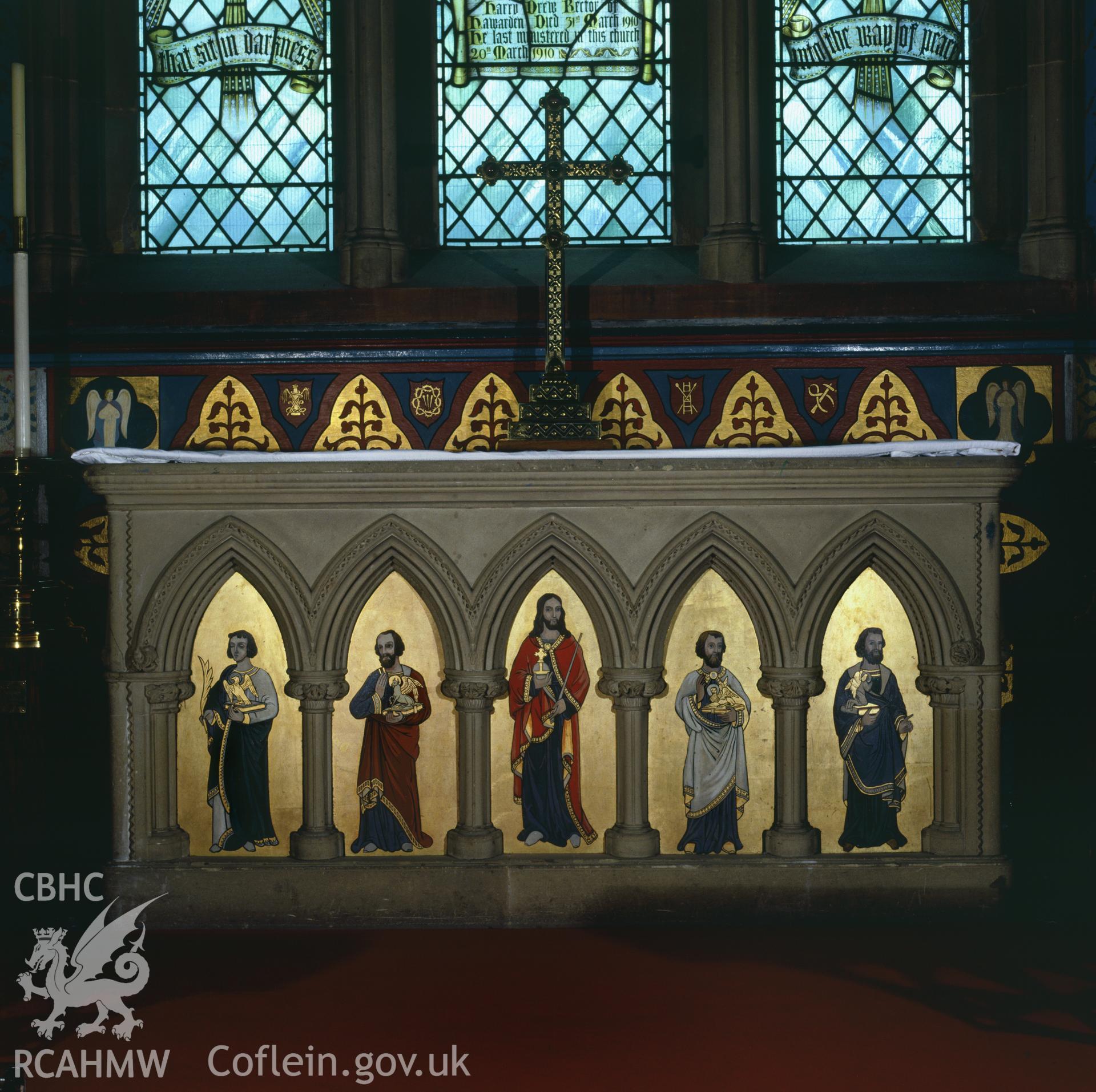 RCAHMW colour transparency showing St John's Church, Penymynydd taken by A.J. Parkinson, 1987.