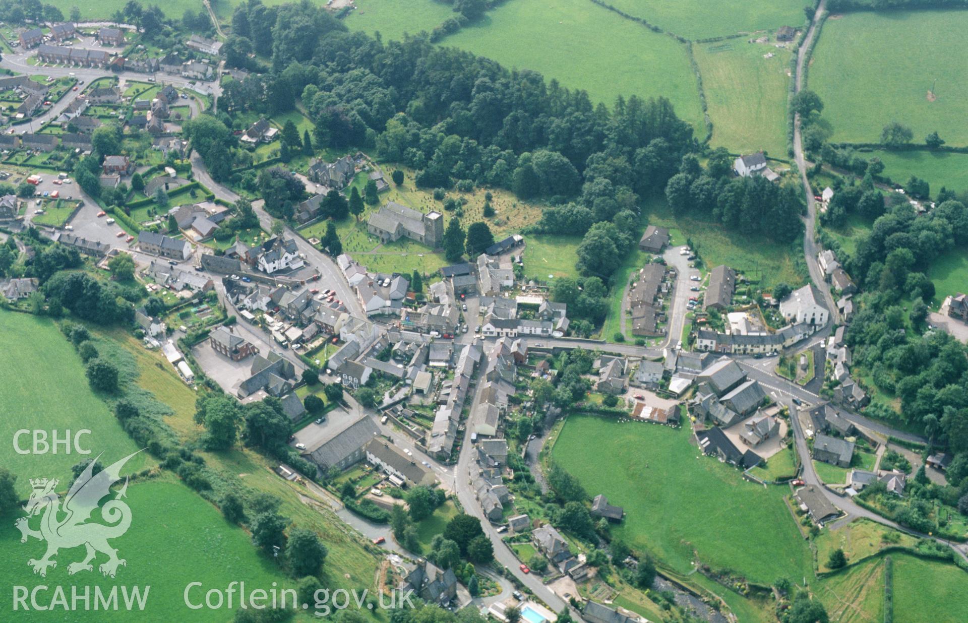 RCAHMW colour oblique aerial photograph of Llanrhaeadr Ym Mochnant taken on 12/08/2003 by Toby Driver