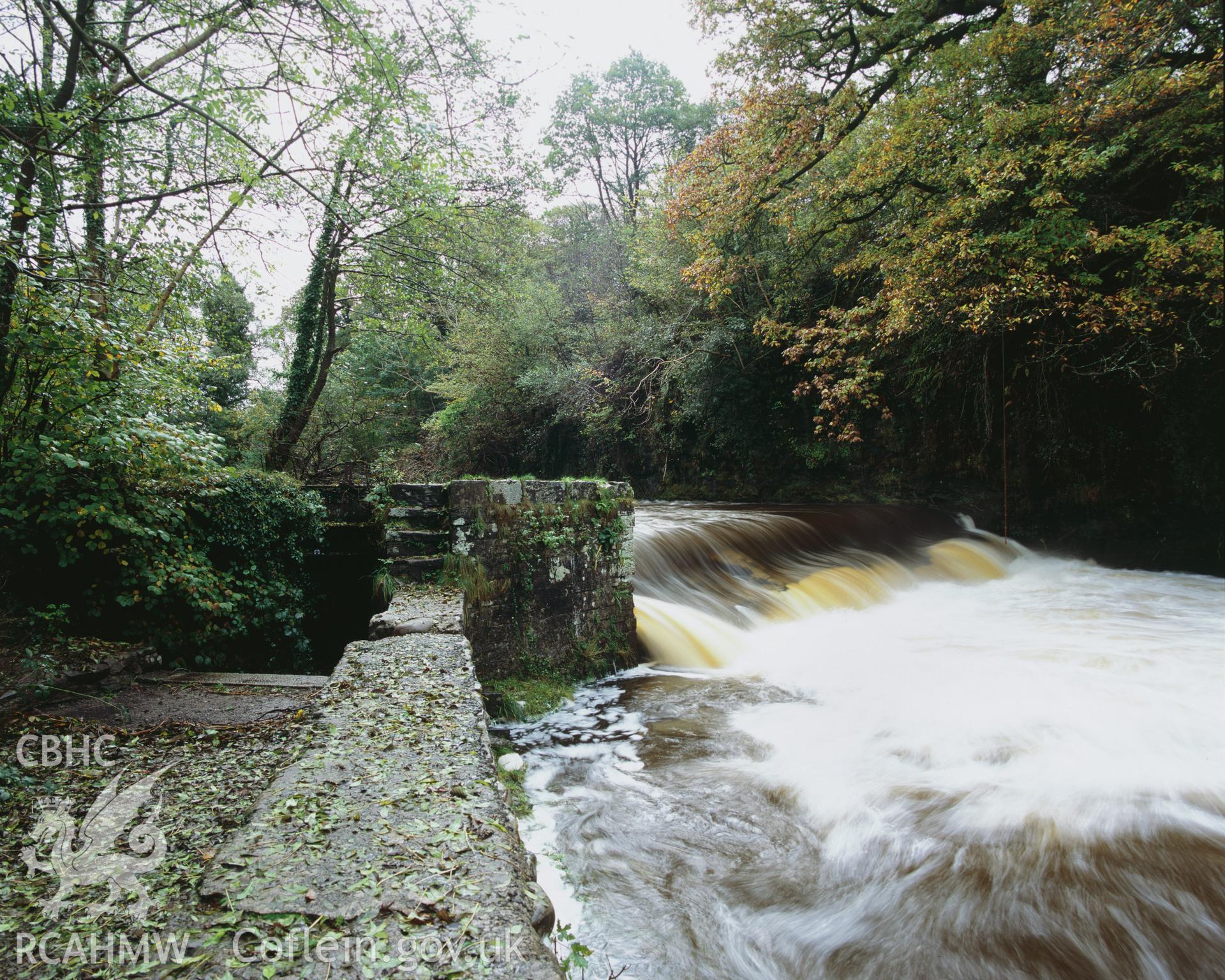 RCAHMW colour transparency showing view of the Abercraf feeder weir on the Swansea Canal, taken by I.N. Wright, October 2005
