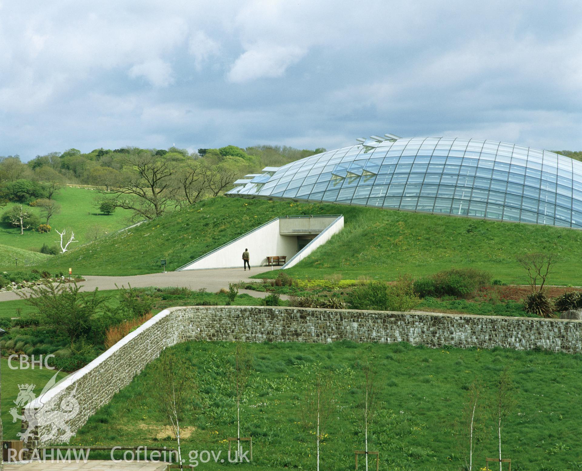 Colour transparency showing the glasshouse at the National Botanic Gardens, Llanrthne, produced by Iain Wright, June 2004