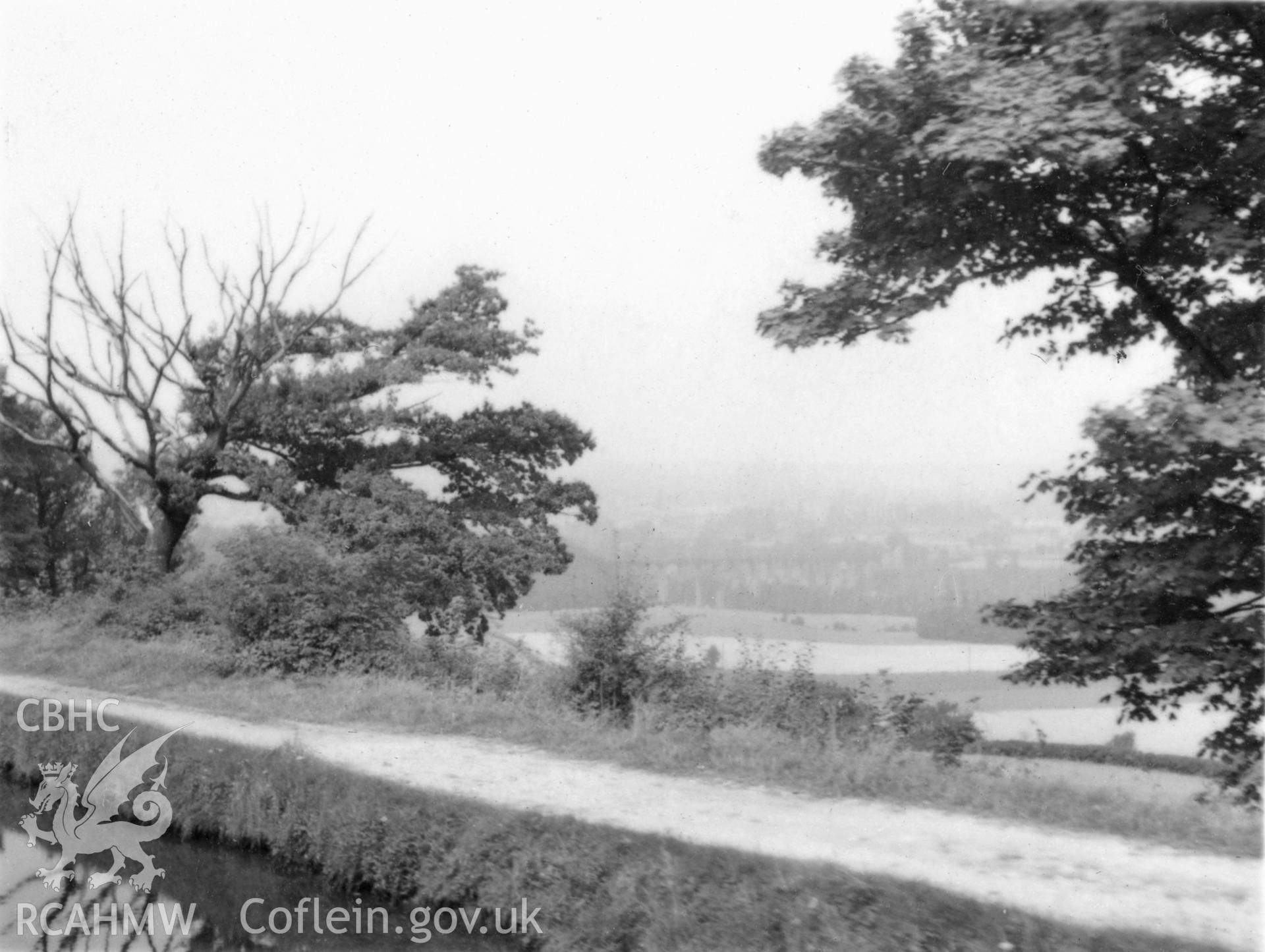 Llangollen Canal; digitized copy of a circa 1940 black and white photograph taken from a photo album loaned for copying by Anne Eastham.