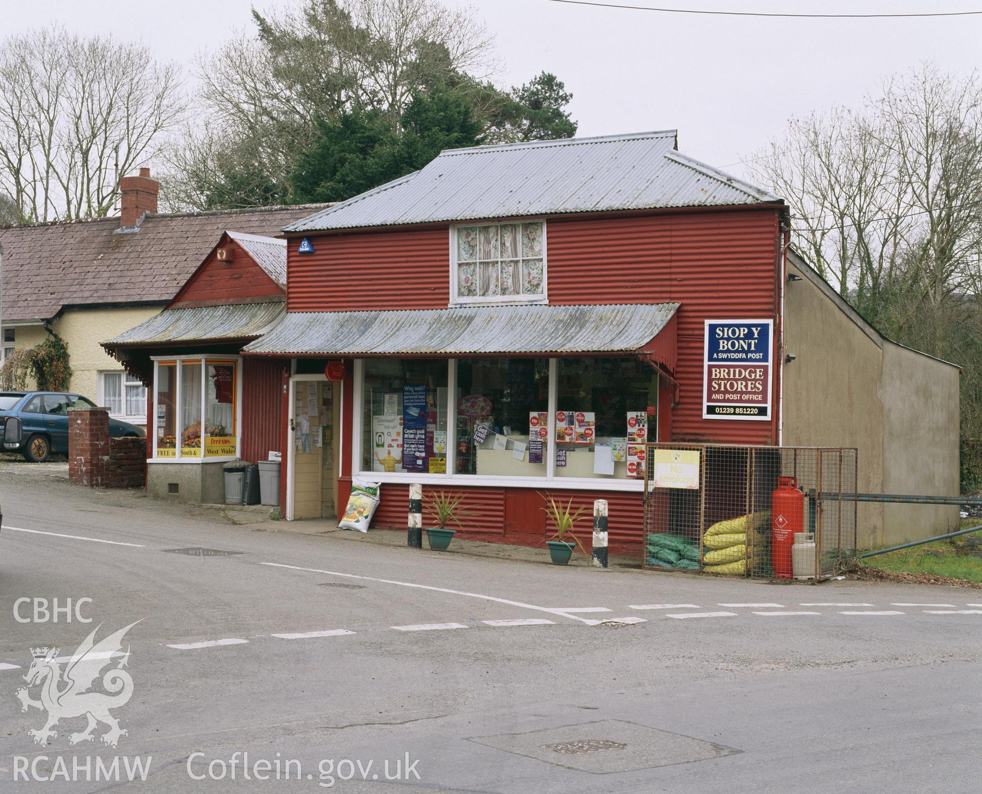 Colour transparency showing Post Office and Stores at Rhydlewis, produced by Iain Wright, June 2004