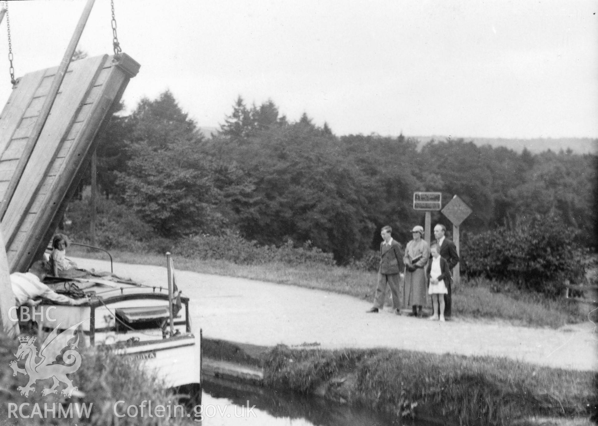 Llangollen Canal; digitized copy of a circa 1940 black and white photograph taken from a photo album loaned for copying by Anne Eastham.