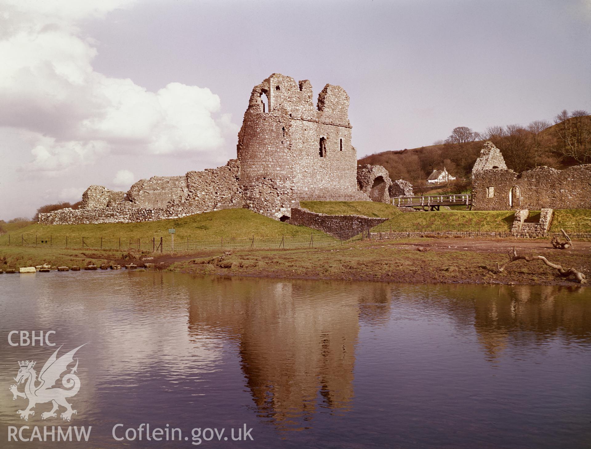 RCAHMW colour transparency showing Ogmore Castle taken by RCAHMW , c.1980