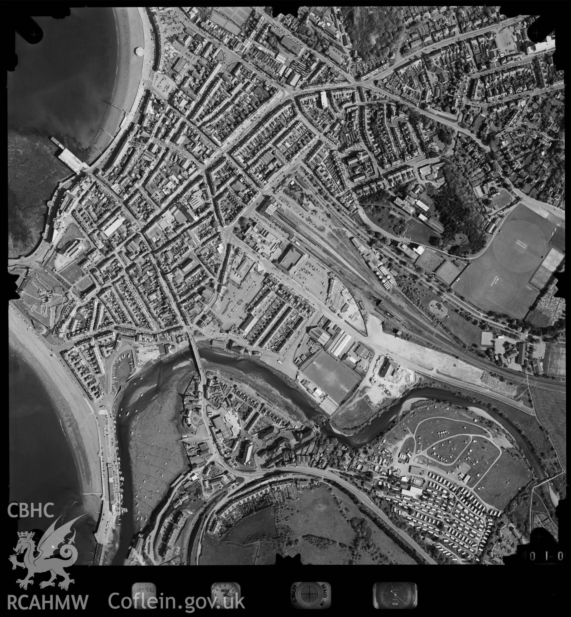 Digitized copy of an aerial photograph showing Aberystwyth area, taken by Ordnance Survey, 1993.