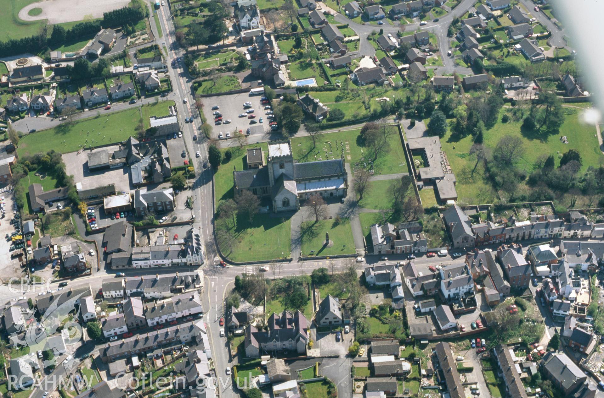 RCAHMW colour oblique aerial photograph of St Asaph Cathedral. Taken by Toby Driver on 08/04/2003