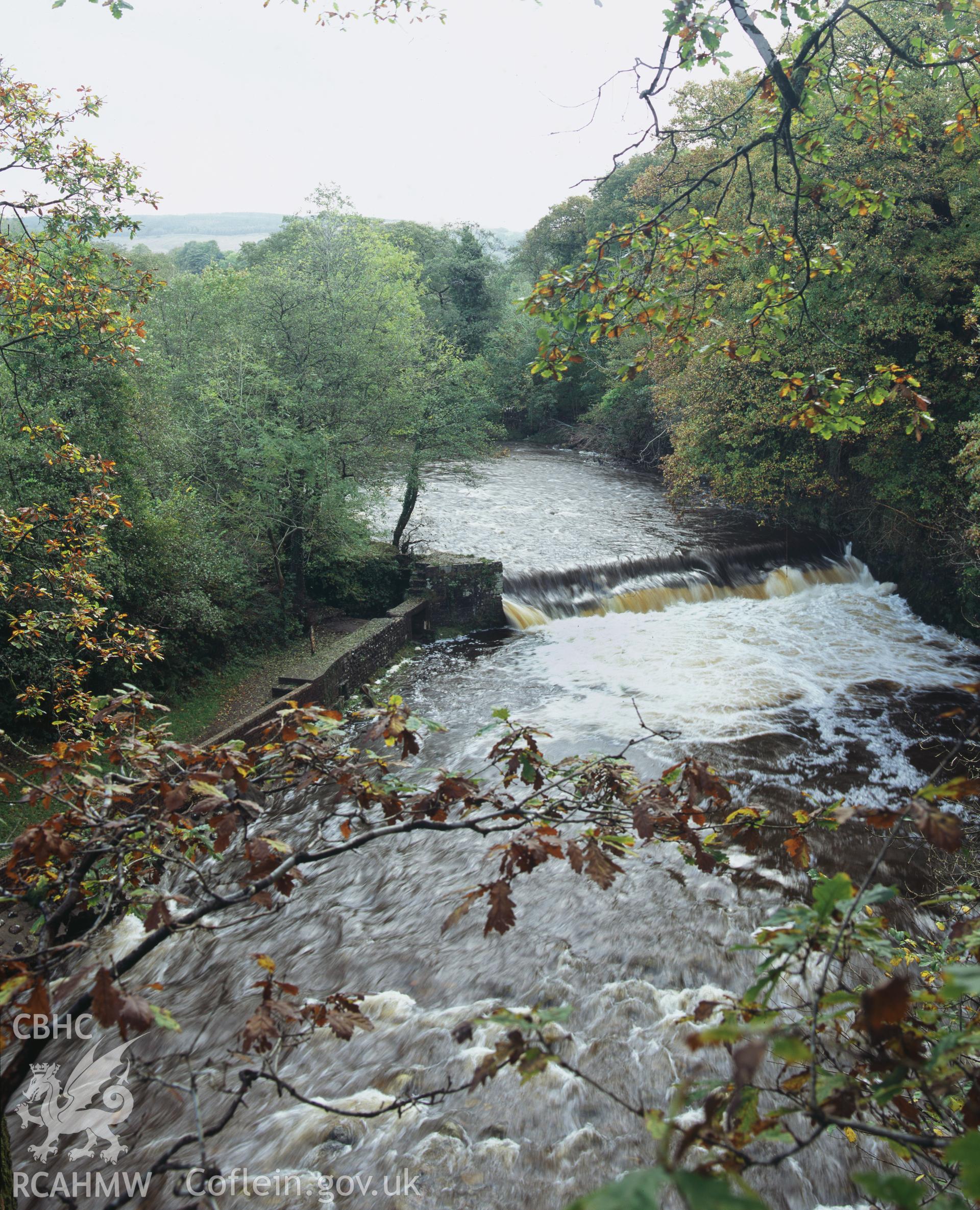 RCAHMW colour transparency showing view of the Abercraf Feeder Weir on the, Swansea Canal, taken by I.N. Wright, October 2005