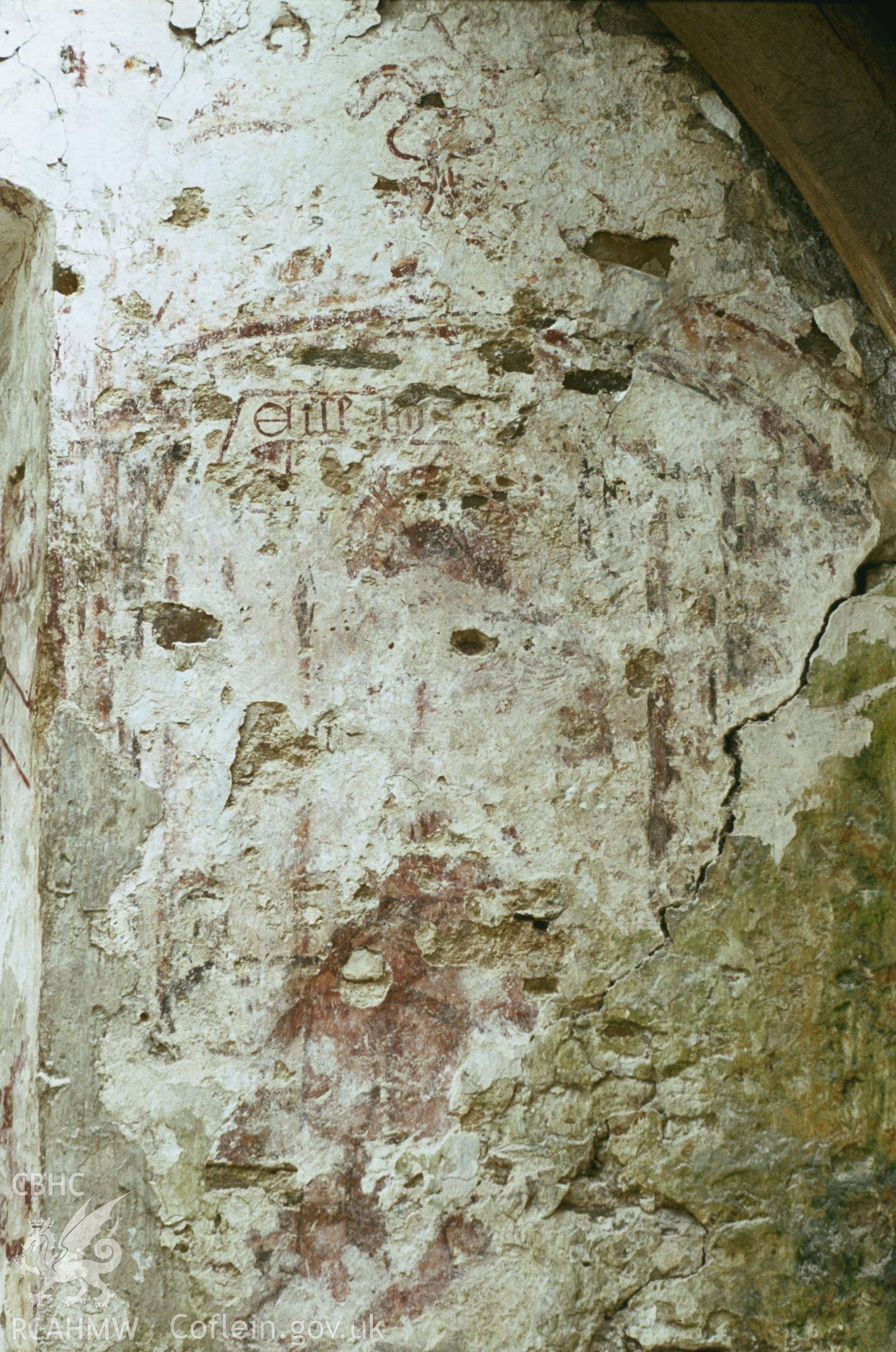 RCAHMW colour transparency showing wallpainting at St Teilo's Church, Llandeilo Talybont, photographed in 1984.
