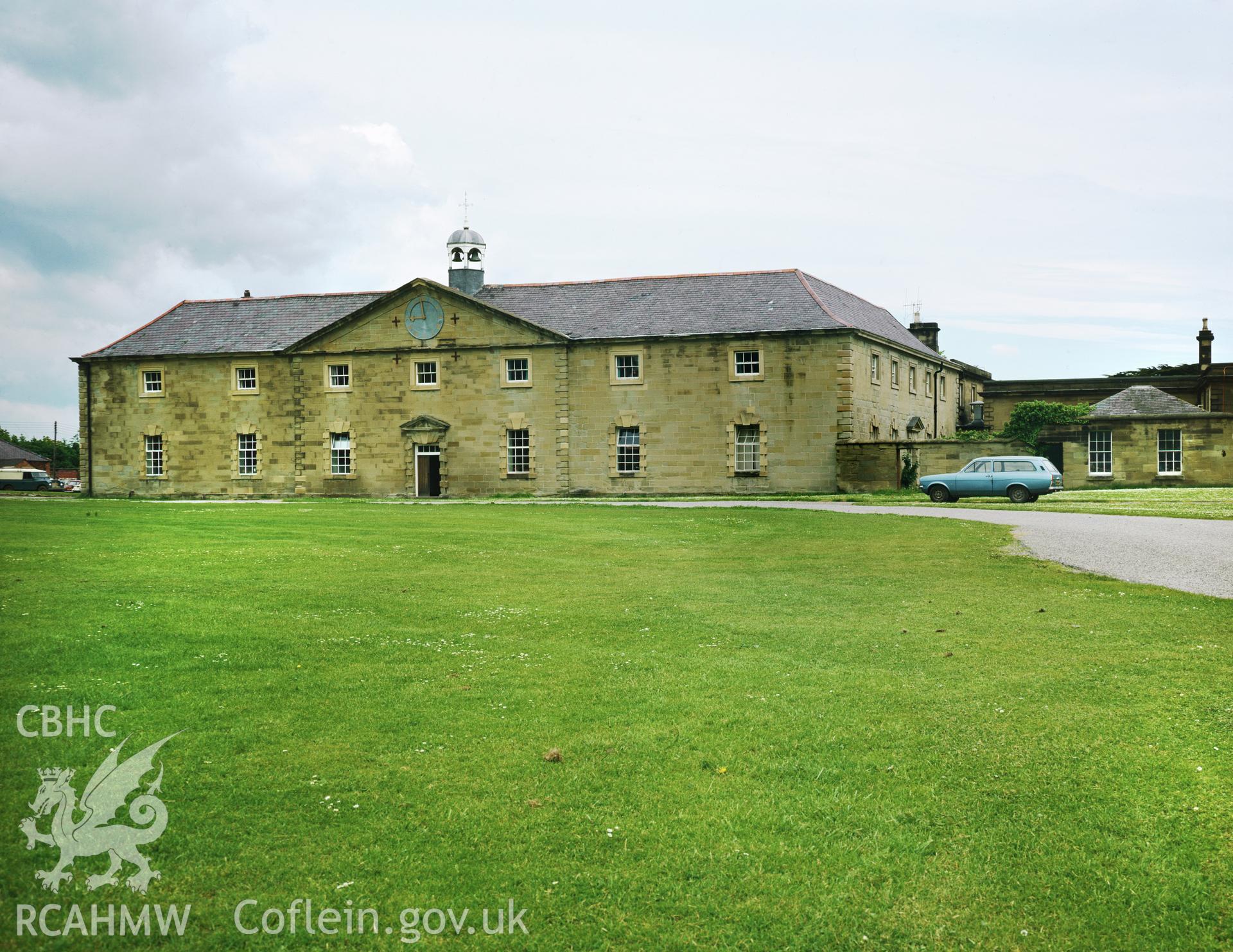 RCAHMW colour transparency showing the stables at Wynnstay Hall taken by Iain Wright, 1979.