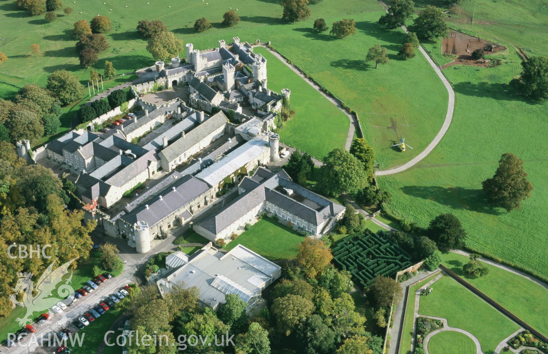 RCAHMW colour slide oblique aerial photograph of Bodelwyddan Castle, Bodelwyddan, taken by T.G.Driver on the 17/10/2000